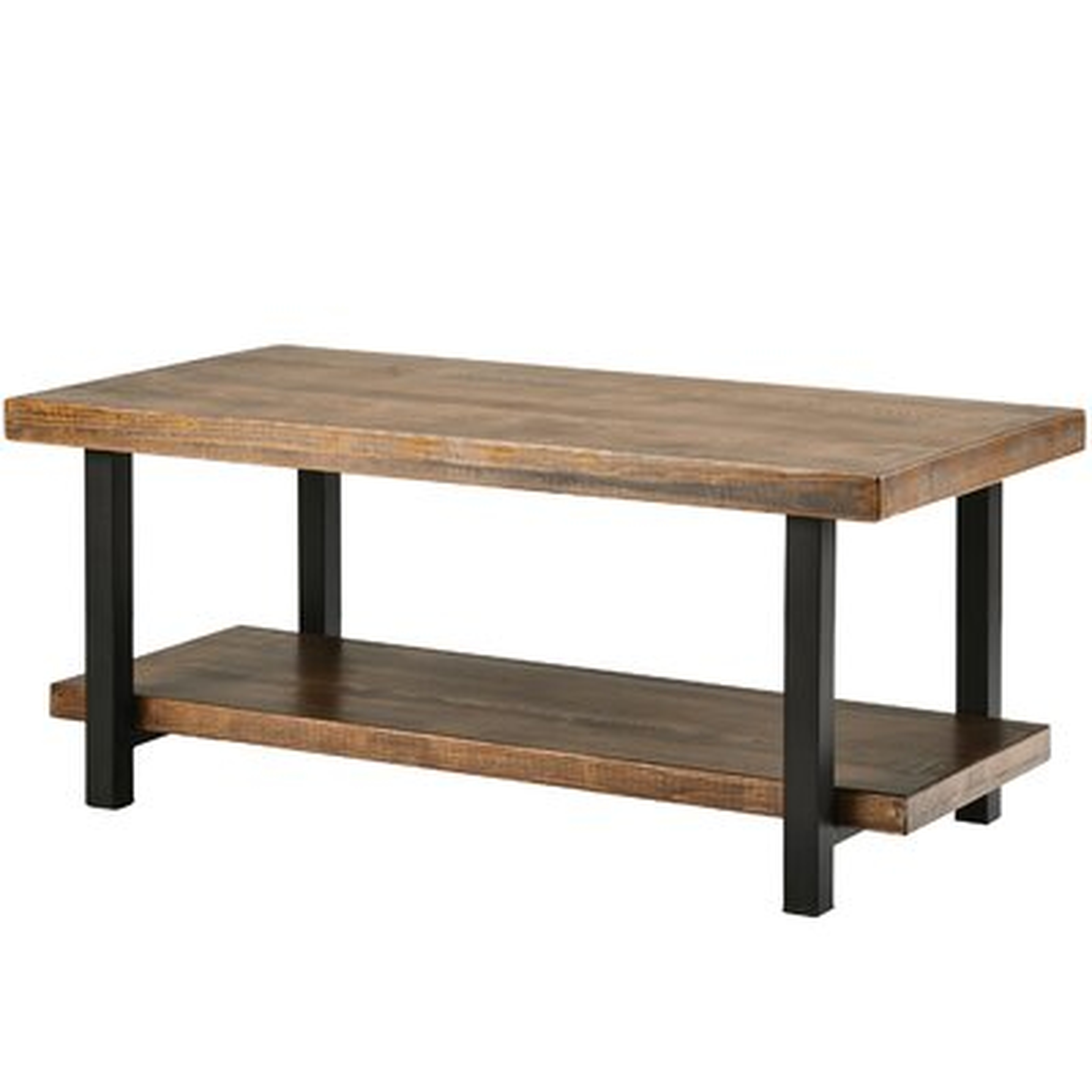 Rustic Natural Coffee Table With Storage Shelf,Rectangle - Wayfair