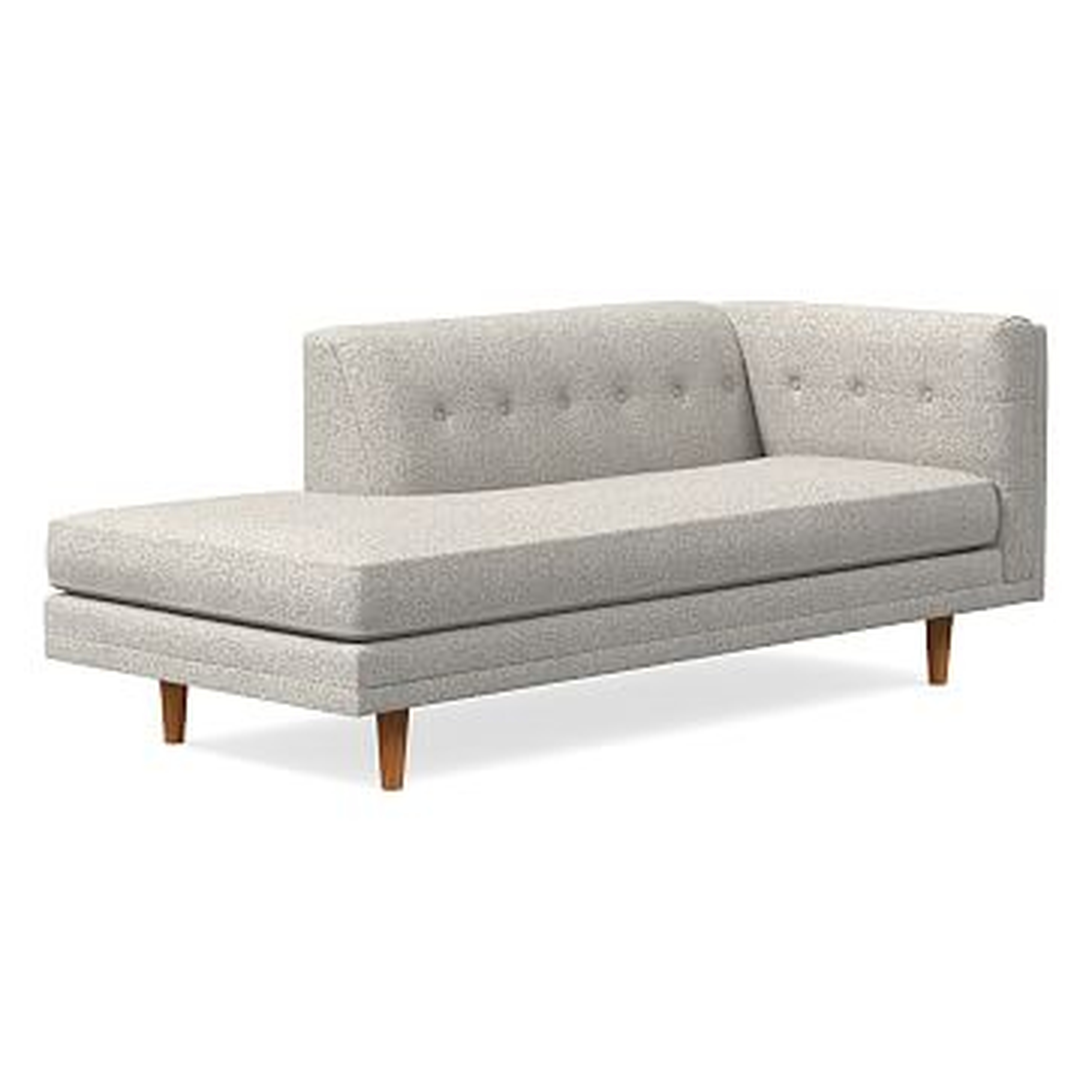Bradford Right Arm Chaise Lounger, Poly, Chenille Tweed, Storm Gray, Pecan - West Elm