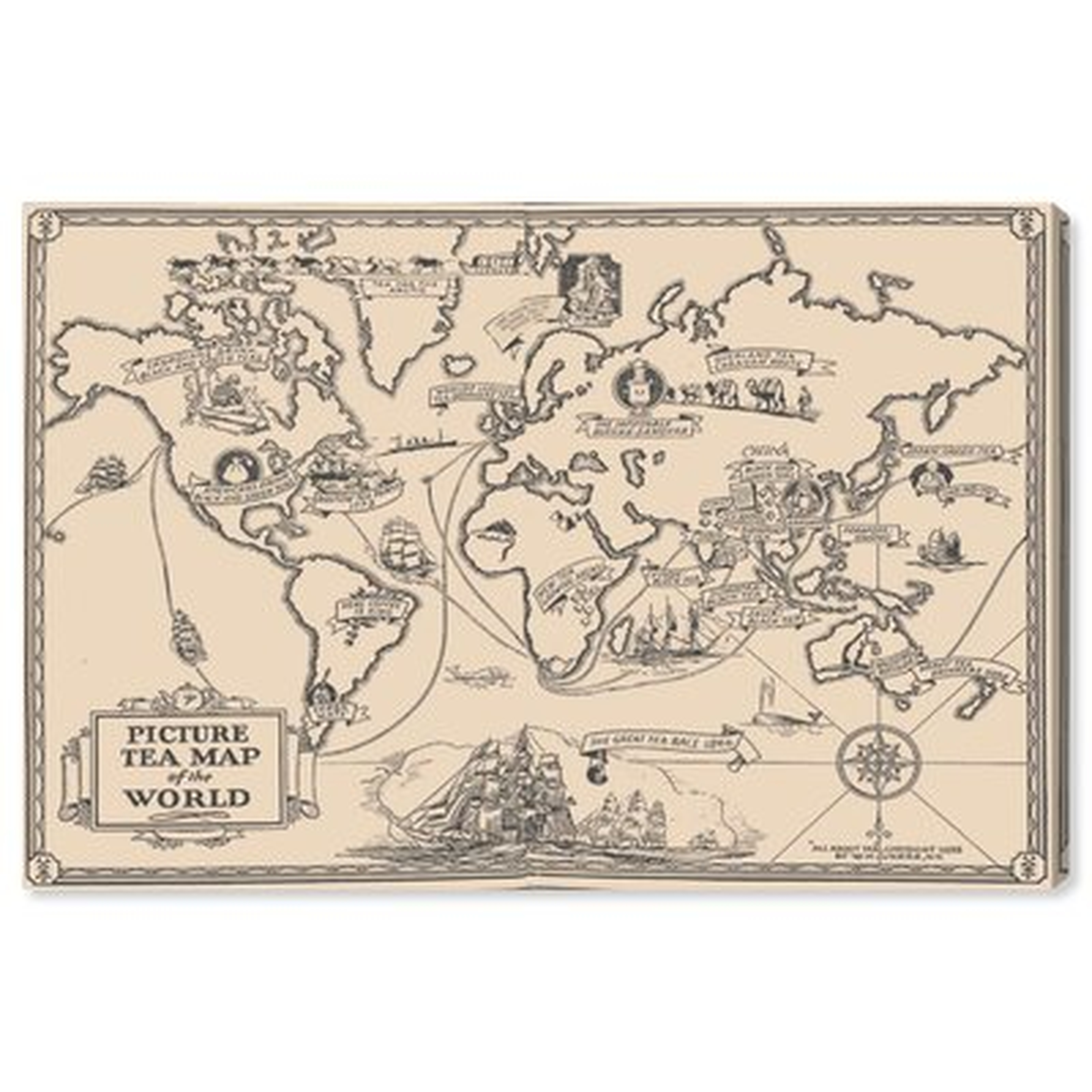 Maps and Flags Tea Map of the World Crepe World Maps - Wrapped Canvas Print - Wayfair