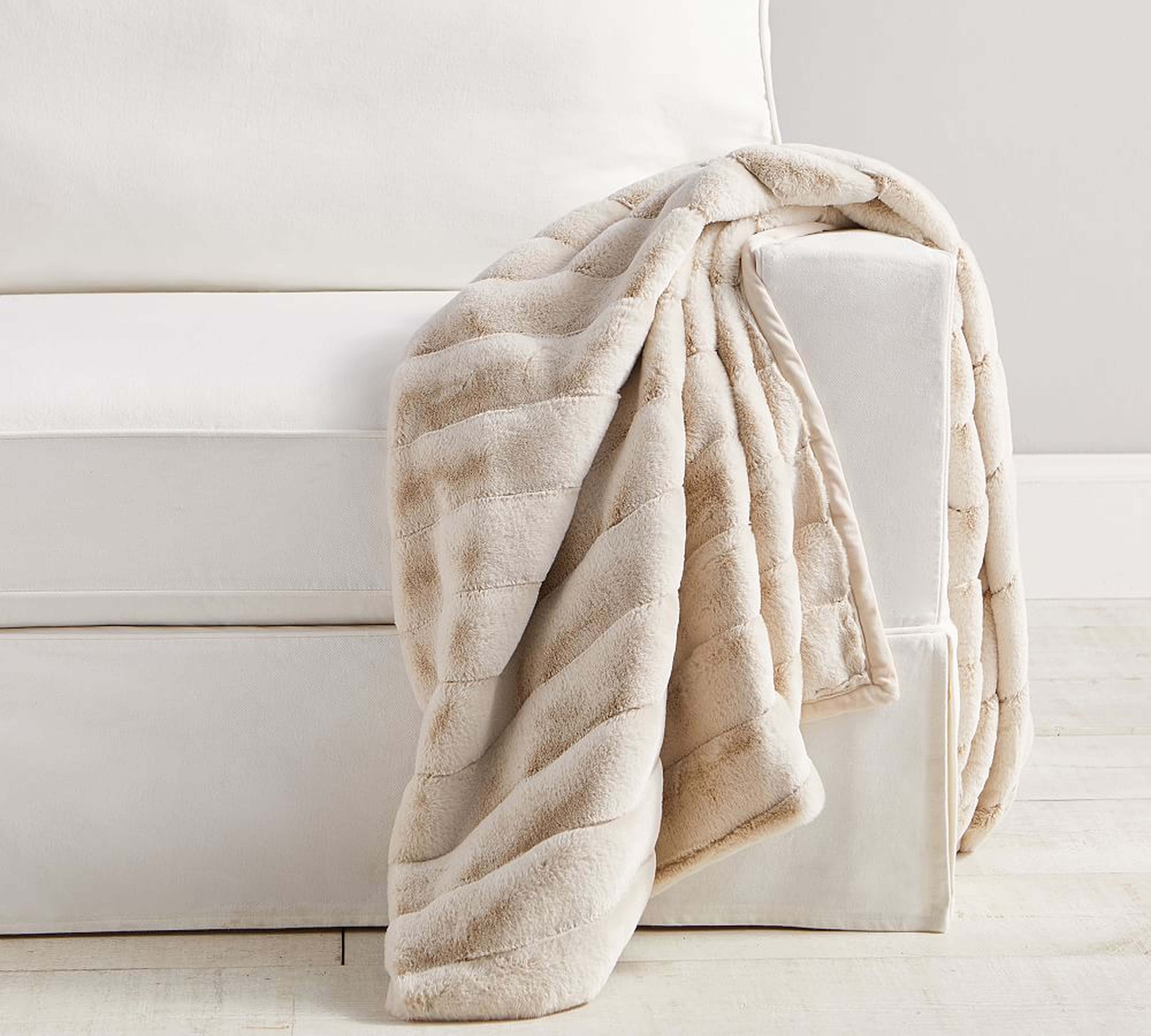 Faux Fur Throw, Sand Channel, 50" x 60" - Pottery Barn