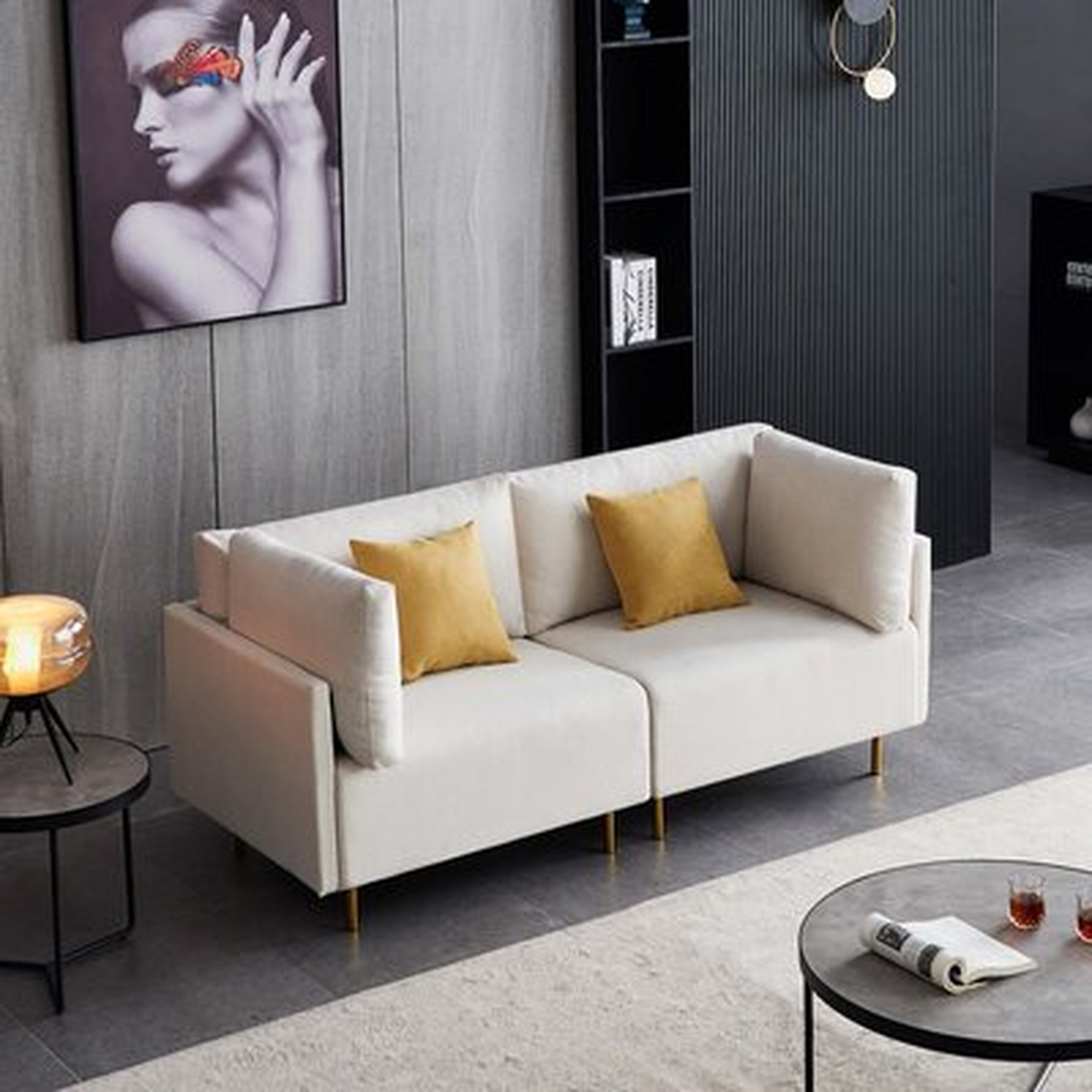 Comfortable Modern Fabric Sofa 74" Blue - Wayfair
