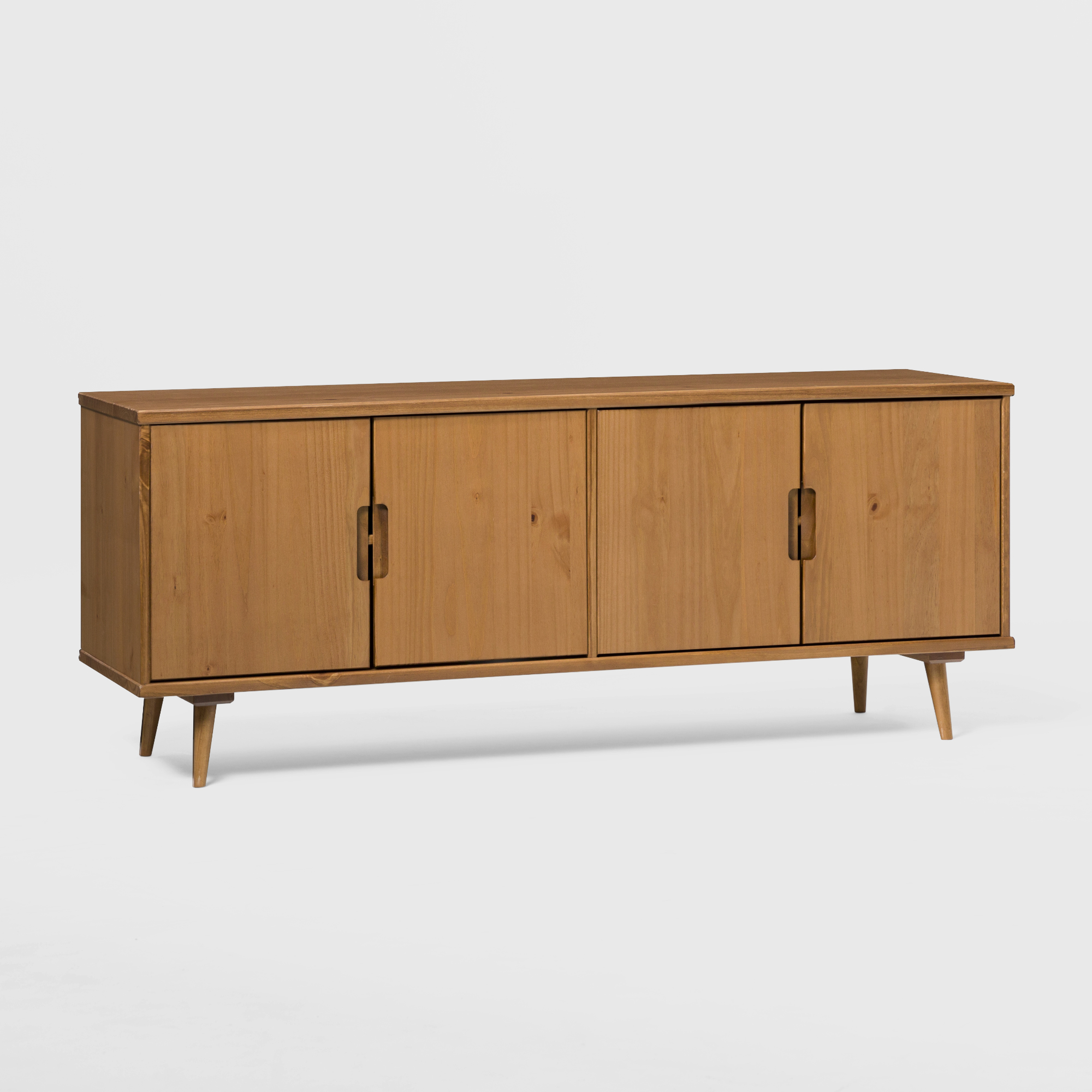 60" 4-Door Solid Wood TV Stand - Caramel - Walker Edison