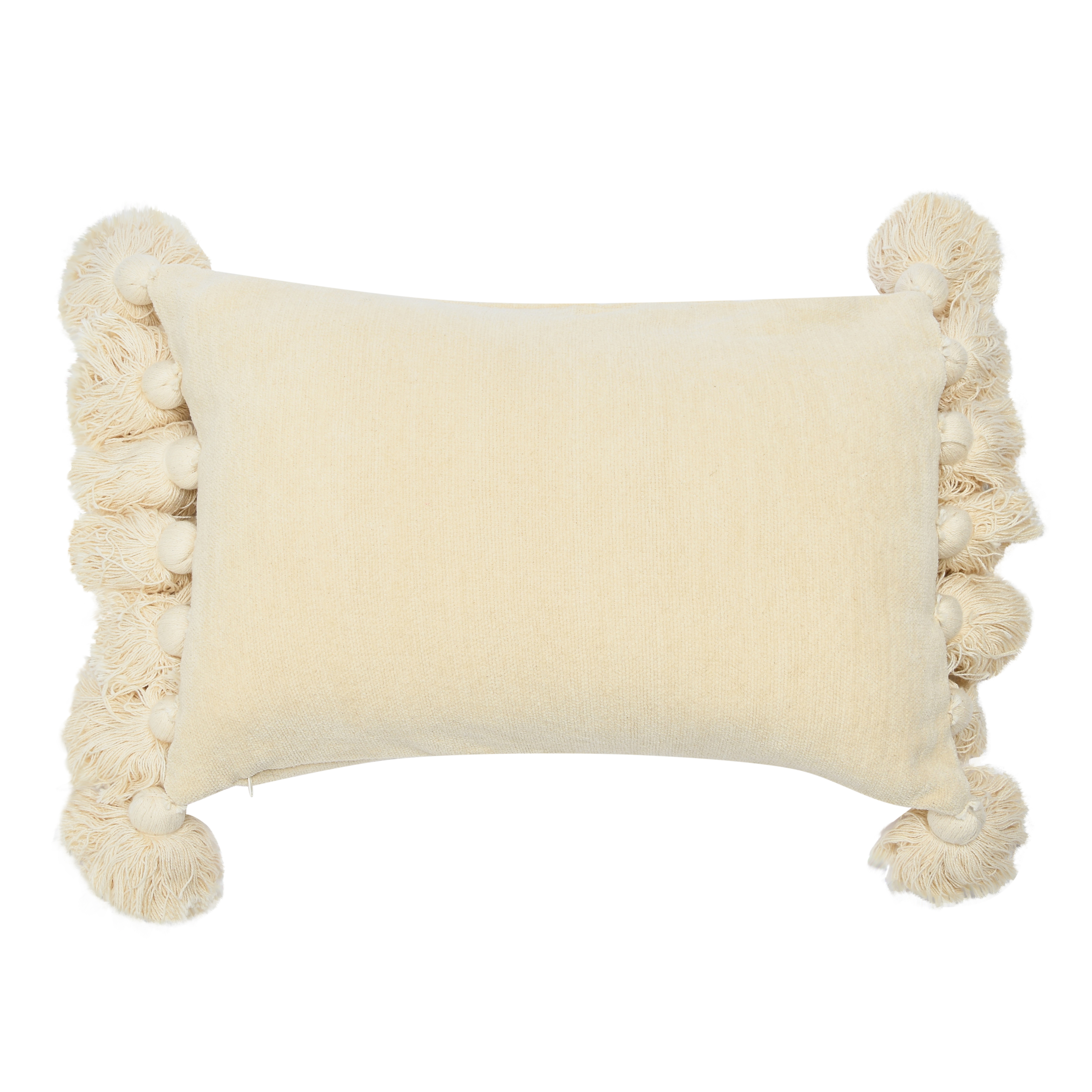 Cotton Chenille Lumbar Pillow with Tassels - Creative Co-Op