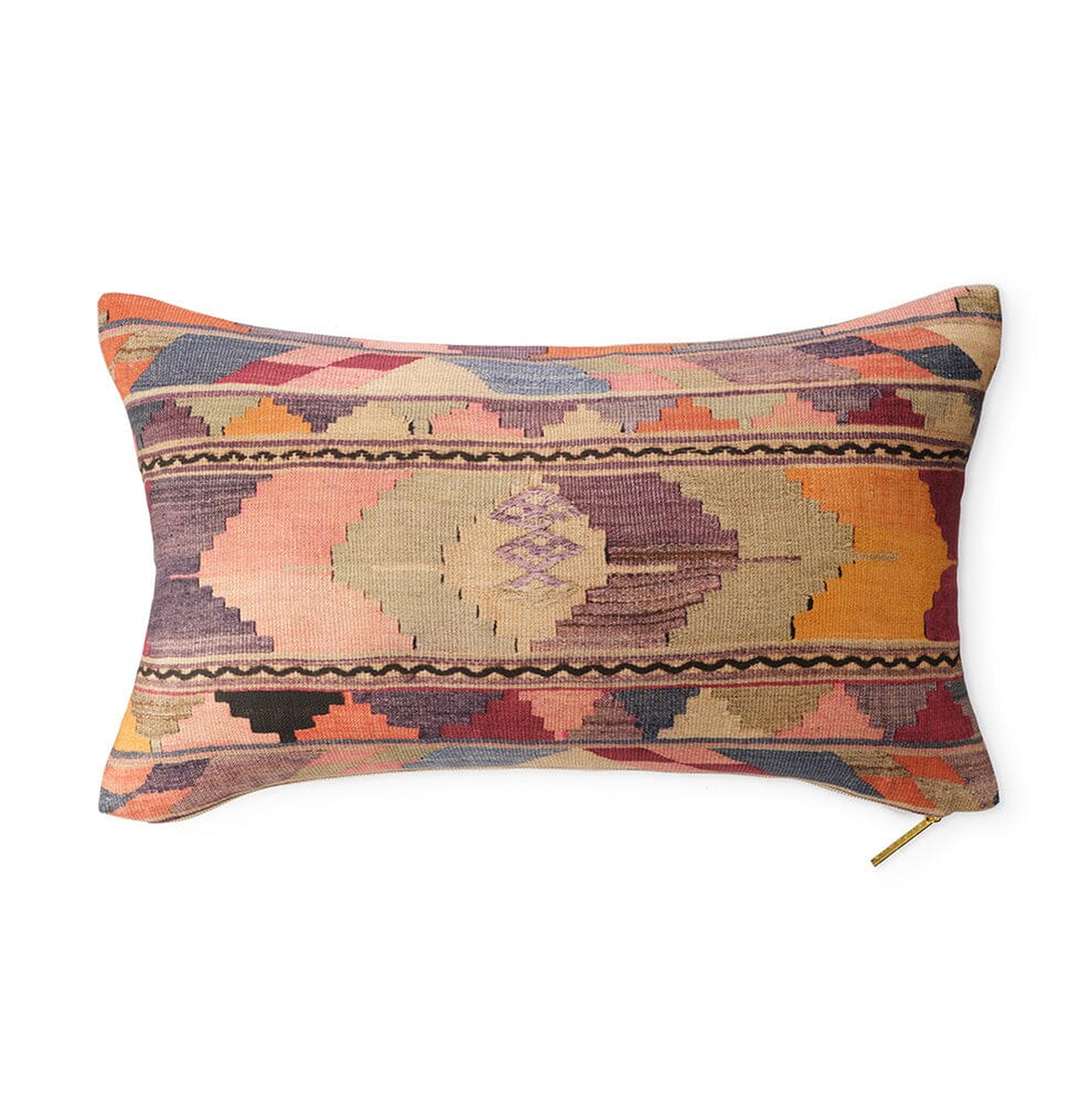 Shell Psychedelic Kilim Pillow by St. Frank | 26" W x 16" H | Linen - St. Frank