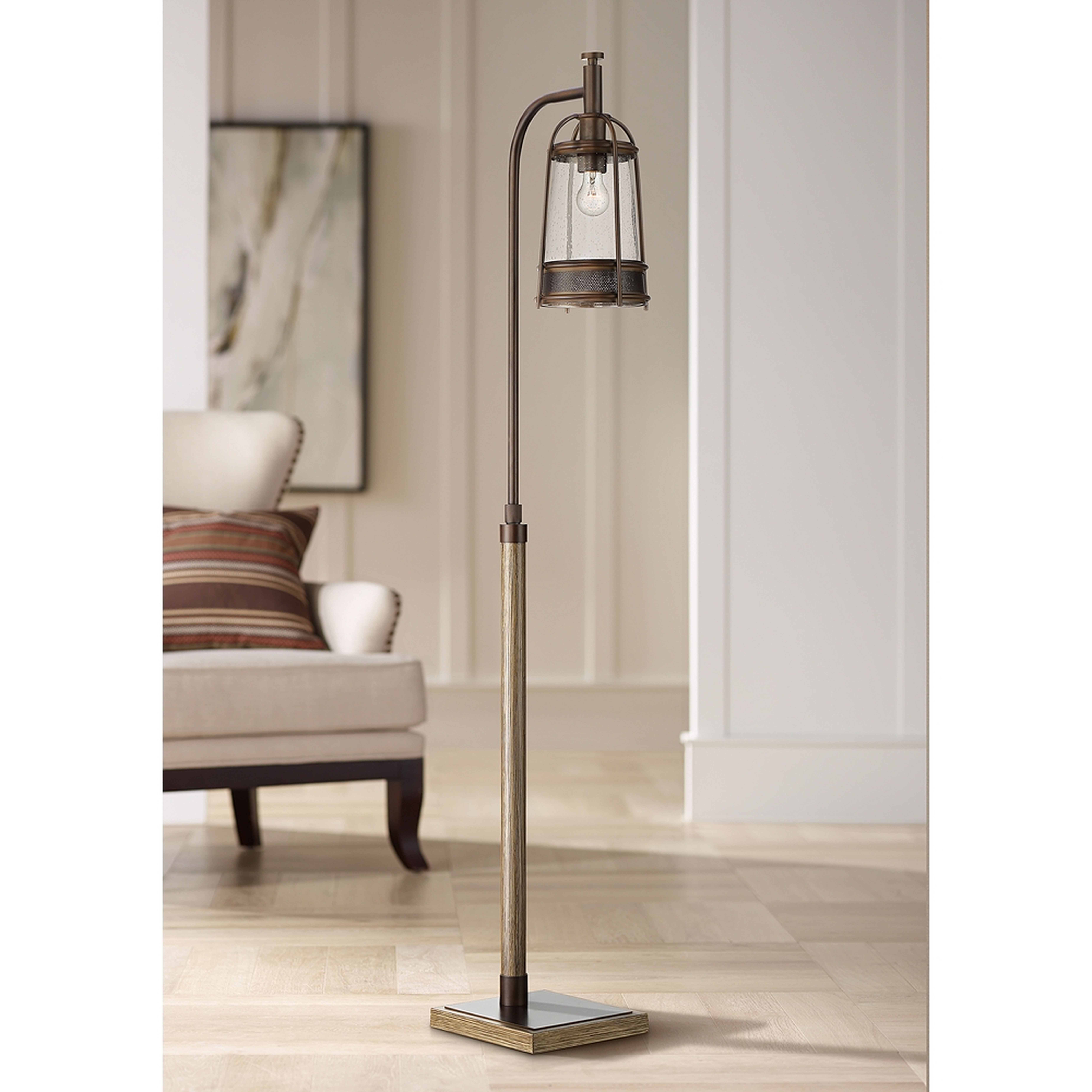 Hugh Bronze and Wood Downbridge Floor Lamp - Style # 79X91 - Lamps Plus