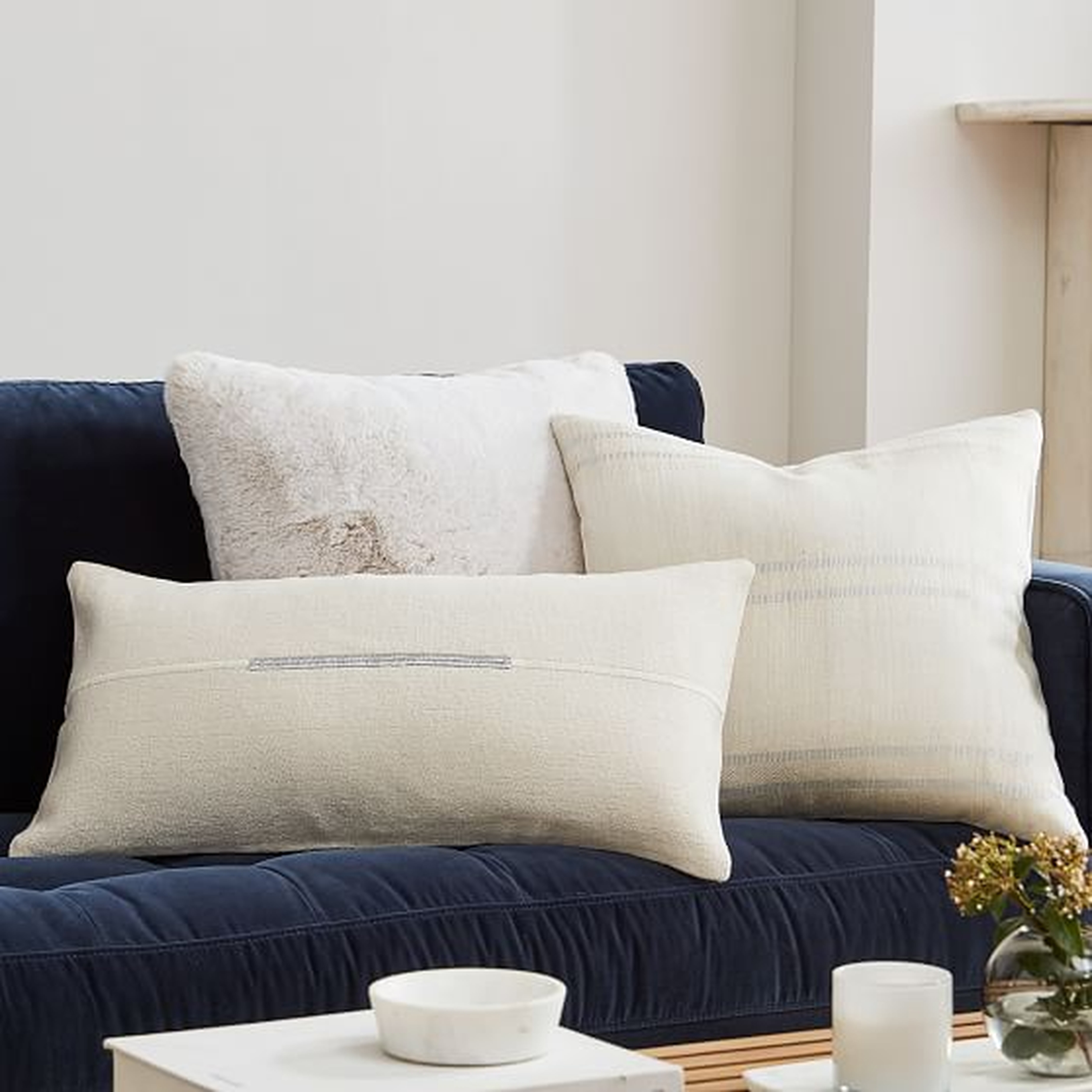 Stone White &amp; Silver Pillow Cover Set - West Elm