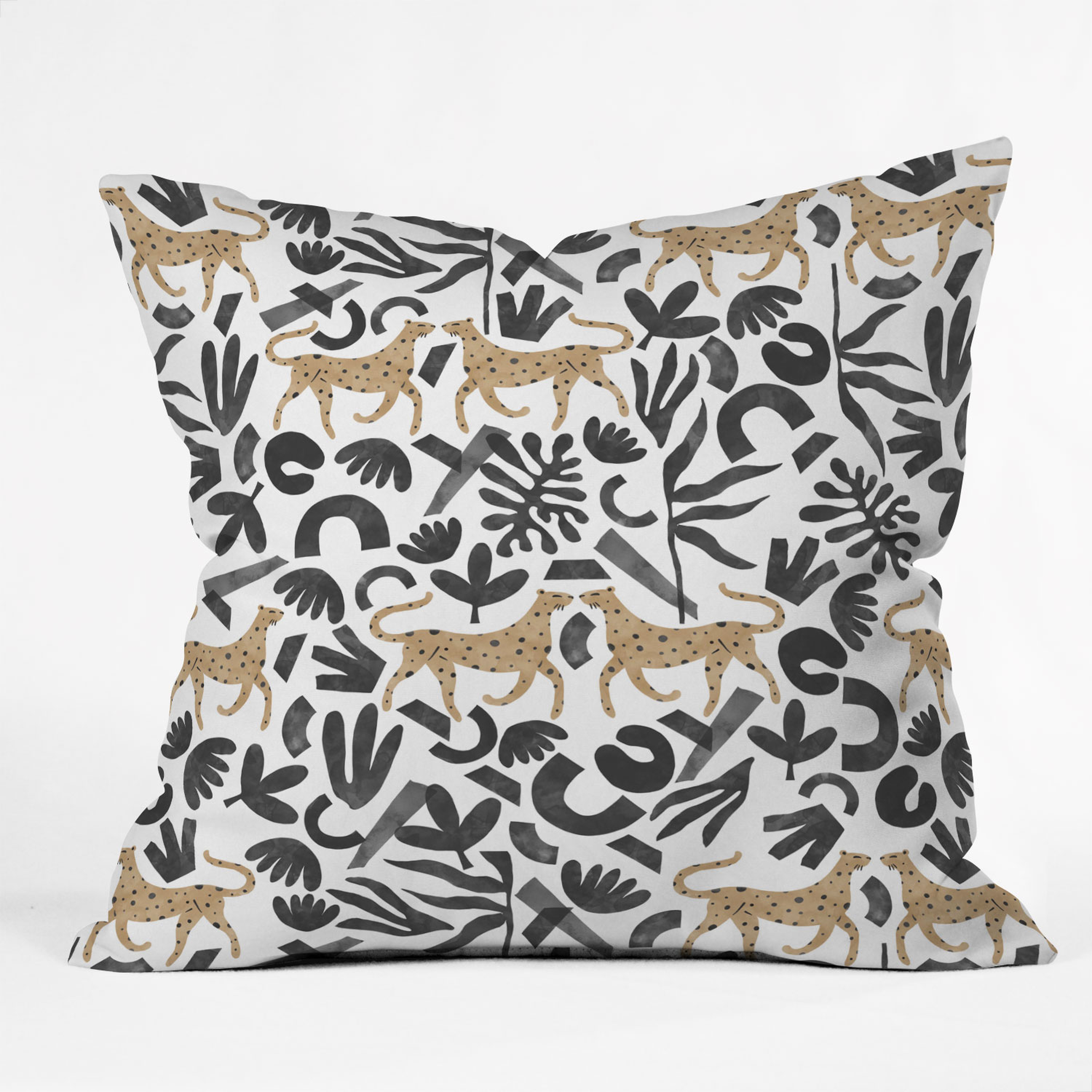Leopards In Modern Nature by Marta Barragan Camarasa - Outdoor Throw Pillow 18" x 18" - Wander Print Co.