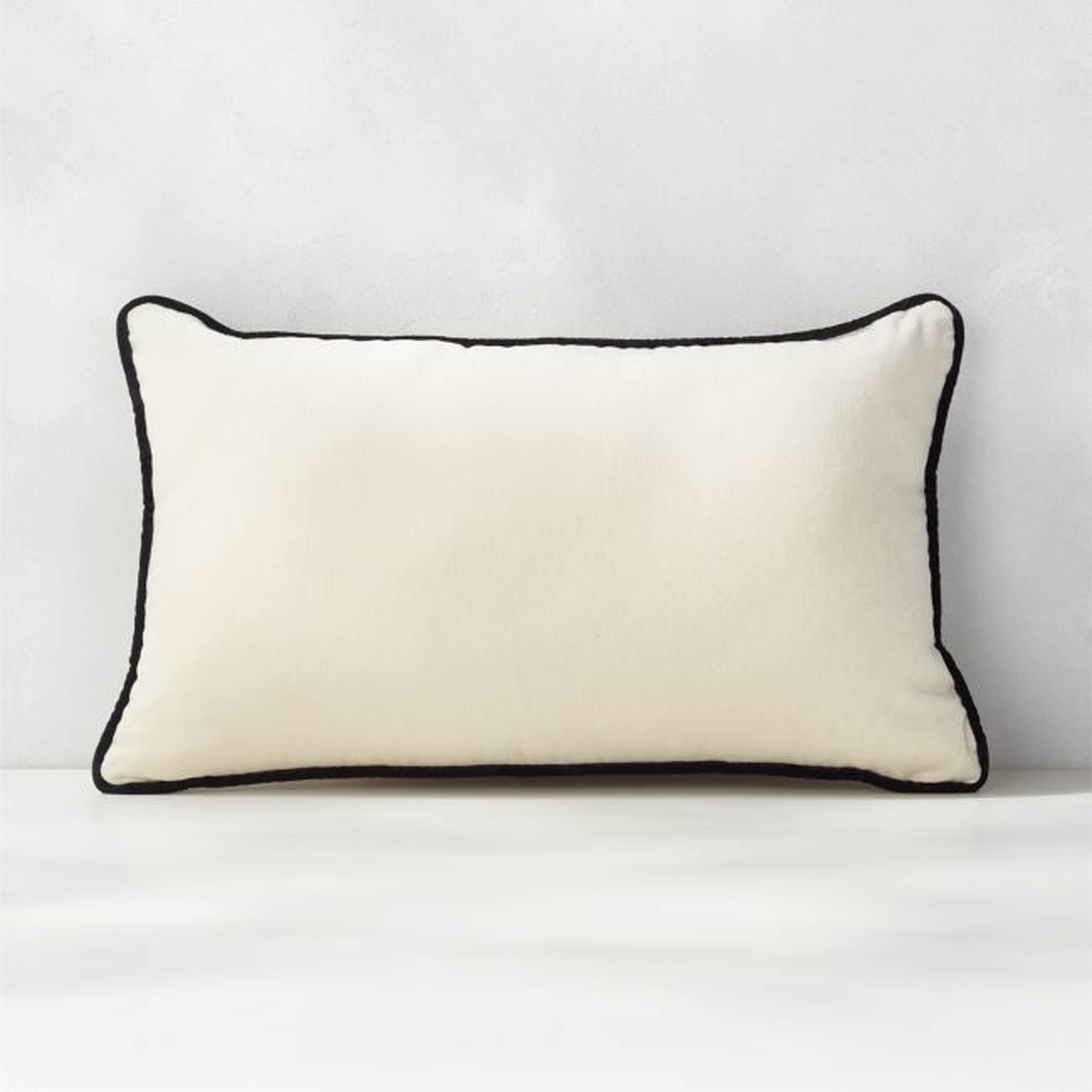20''x12'' Bronte Recycled Velvet Black and White Outdoor Throw Pillow - CB2