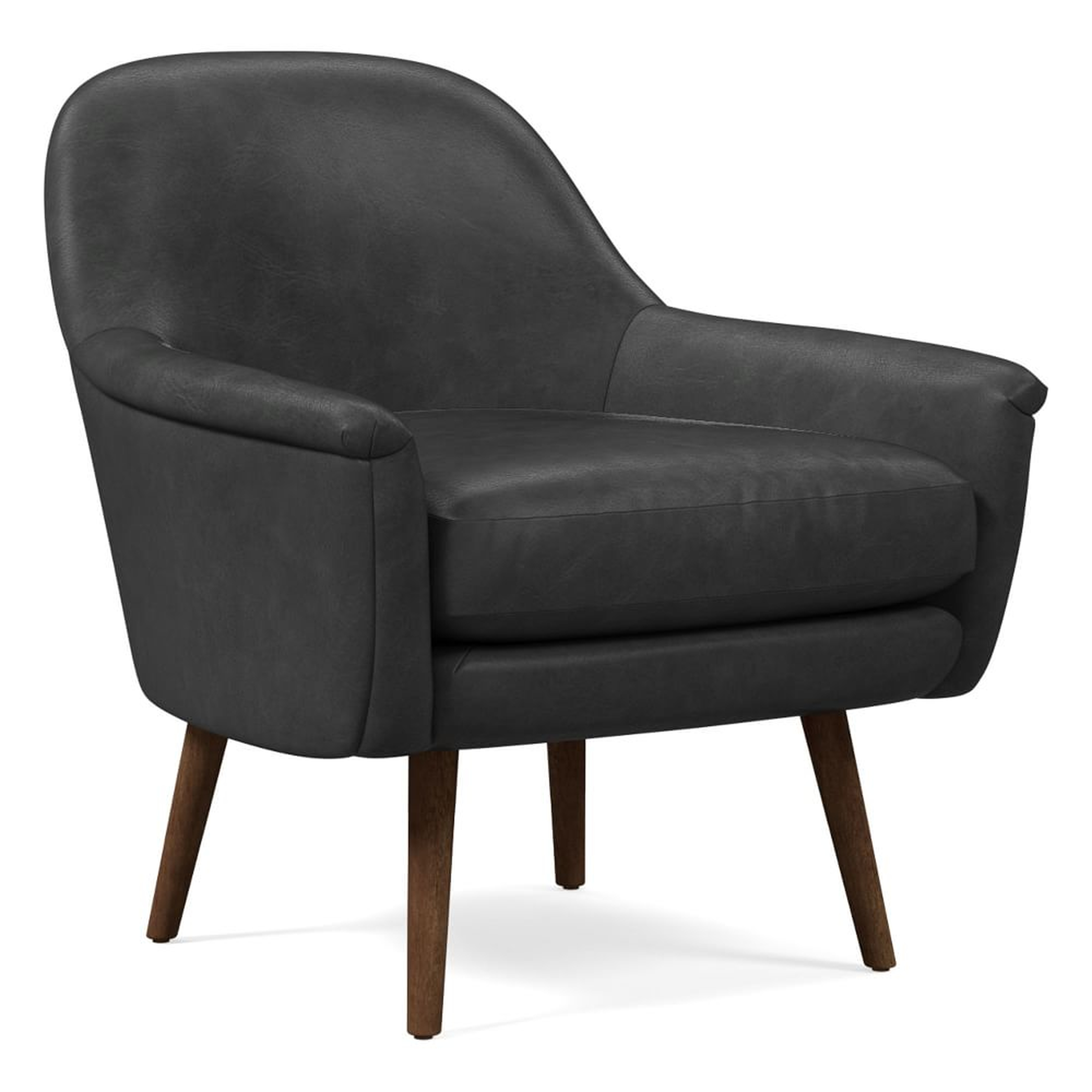 Phoebe Midcentury Chair, Poly, Weston Leather, Cinder, Pecan - West Elm