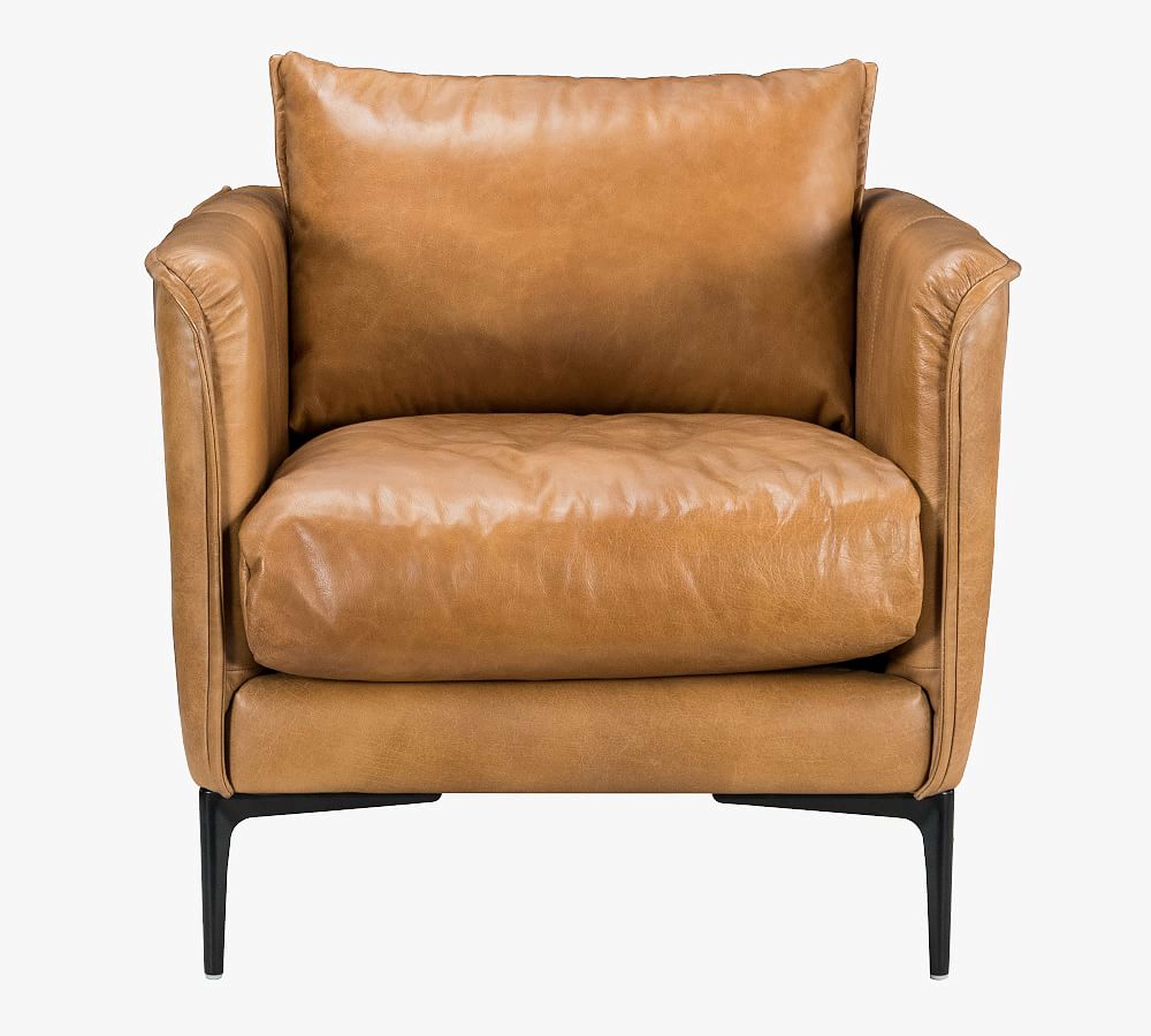 Waldorf Leather Armchair, Apricot - Pottery Barn