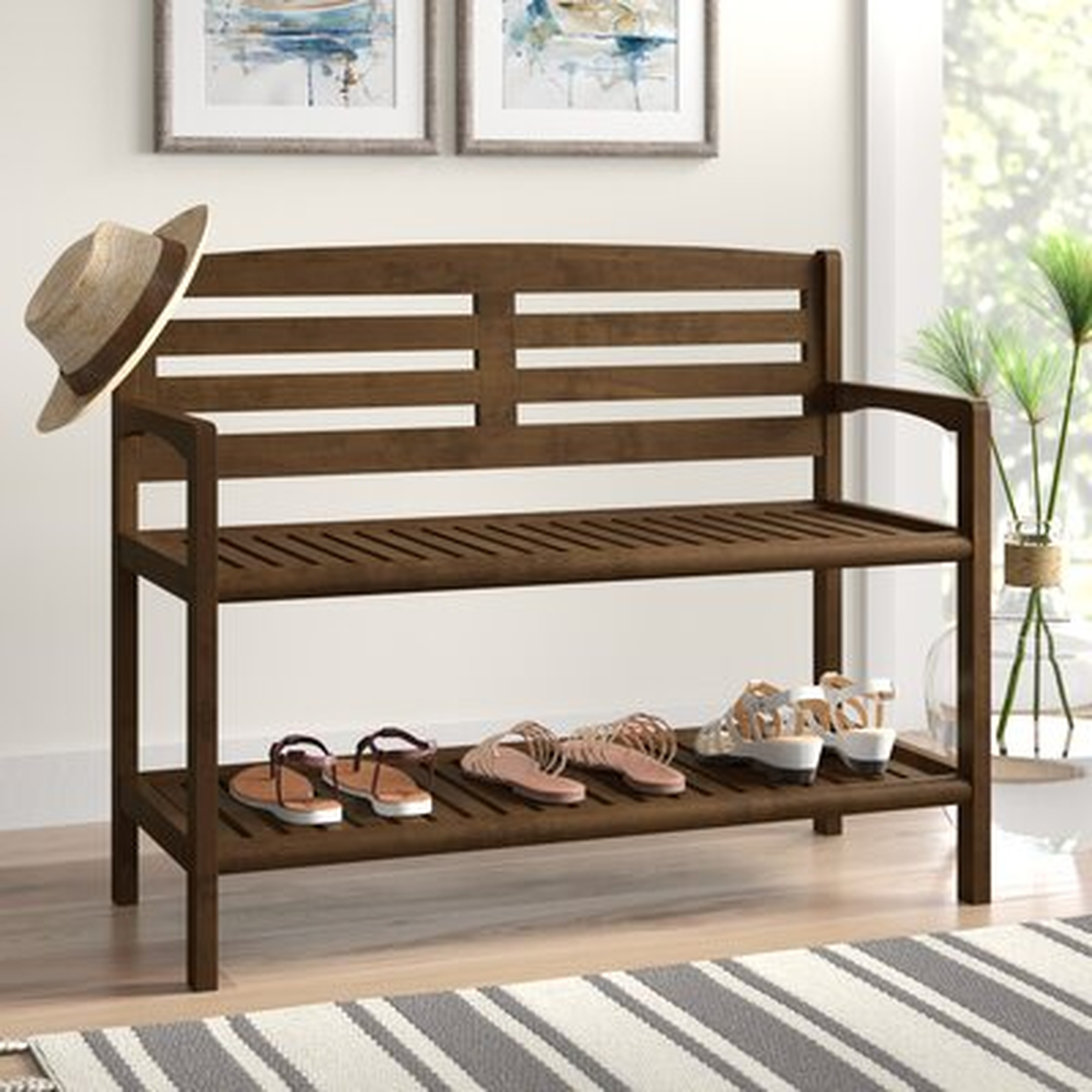 Hales Solid Wood Shelves Storage Bench - Wayfair
