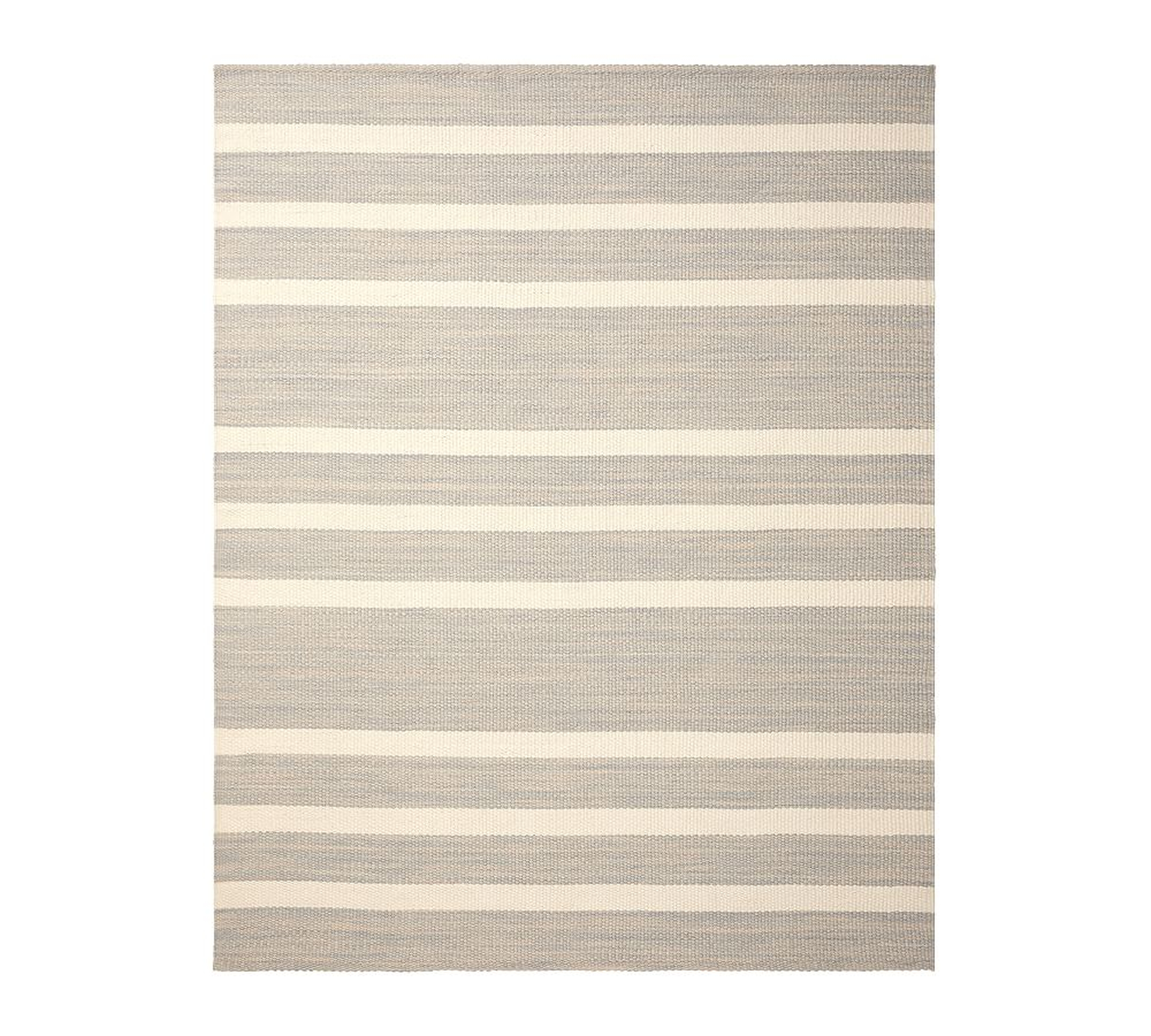 Danton Striped Performance Indoor/Outdoor Rug, 8' x 10', Dove Gray/Parchment - Pottery Barn