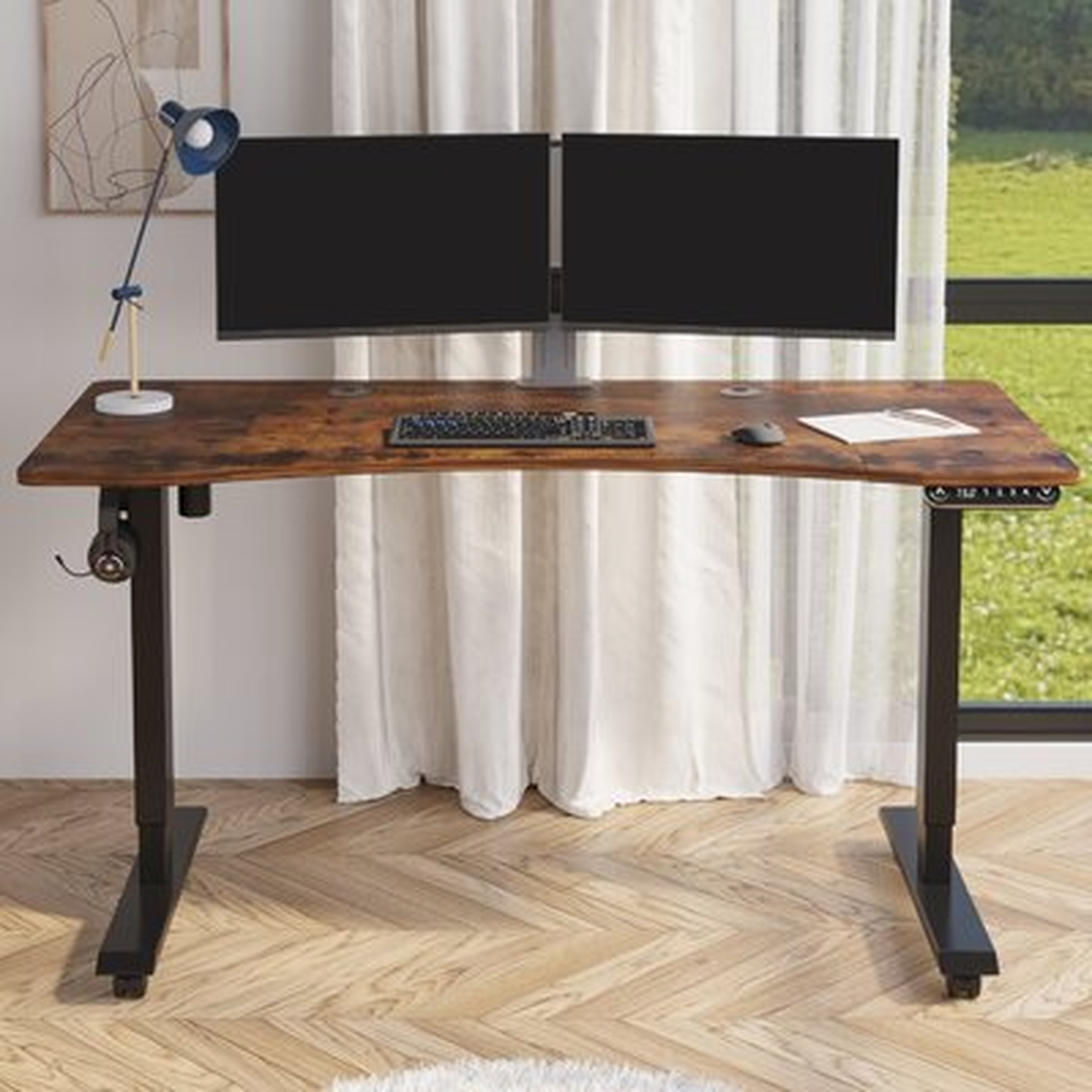 Ergonomic Curved Table Height Adjustable Electric Standing Desk - Wayfair