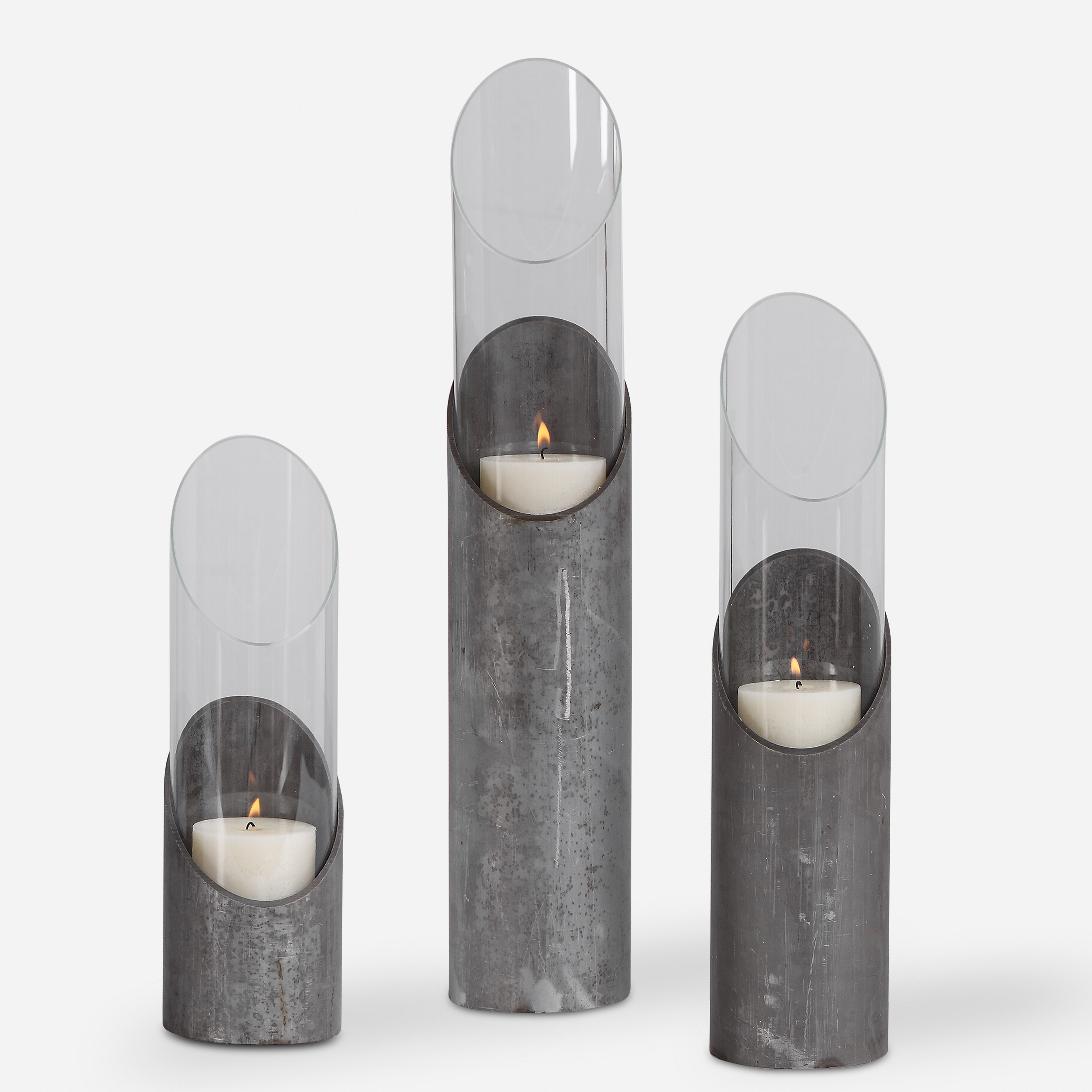 Karter Iron & Glass Candleholders Set/3 - Uttermost
