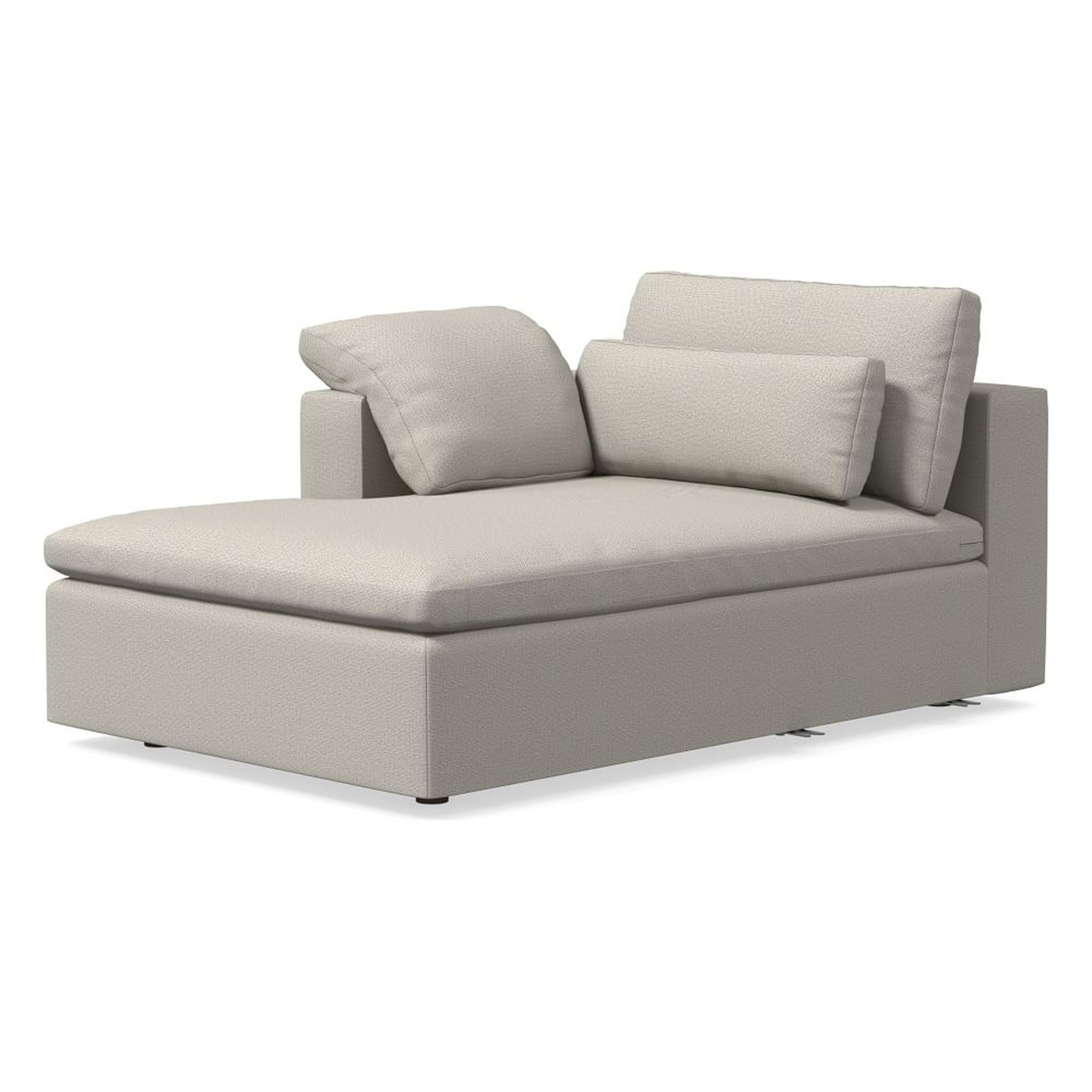 Harmony Modular Left Arm Storage Chaise, Down, Performance Basket Slub, Pearl Gray, Concealed Supports - West Elm