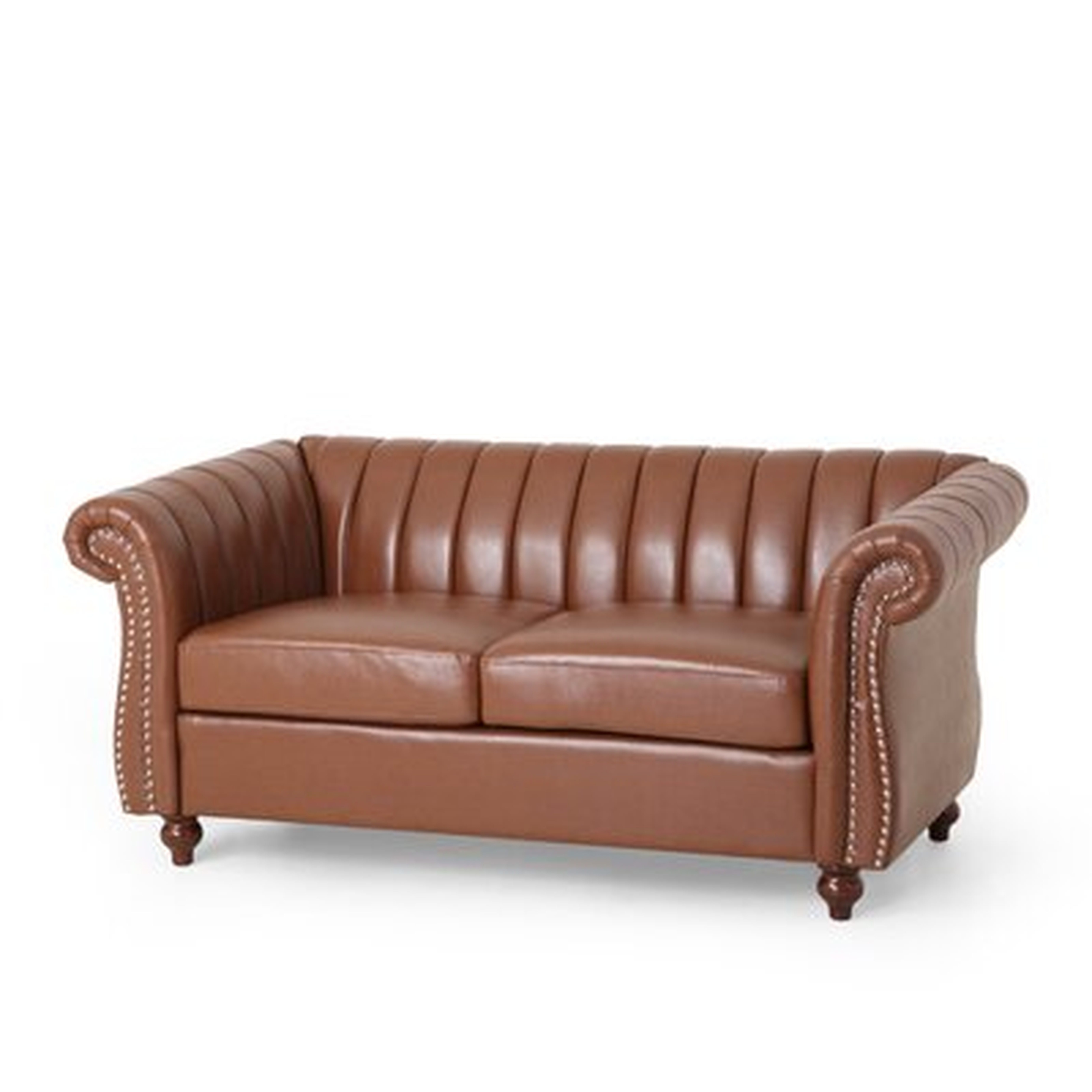 61.75" Wide Faux Leather Rolled Arm Loveseat - Wayfair