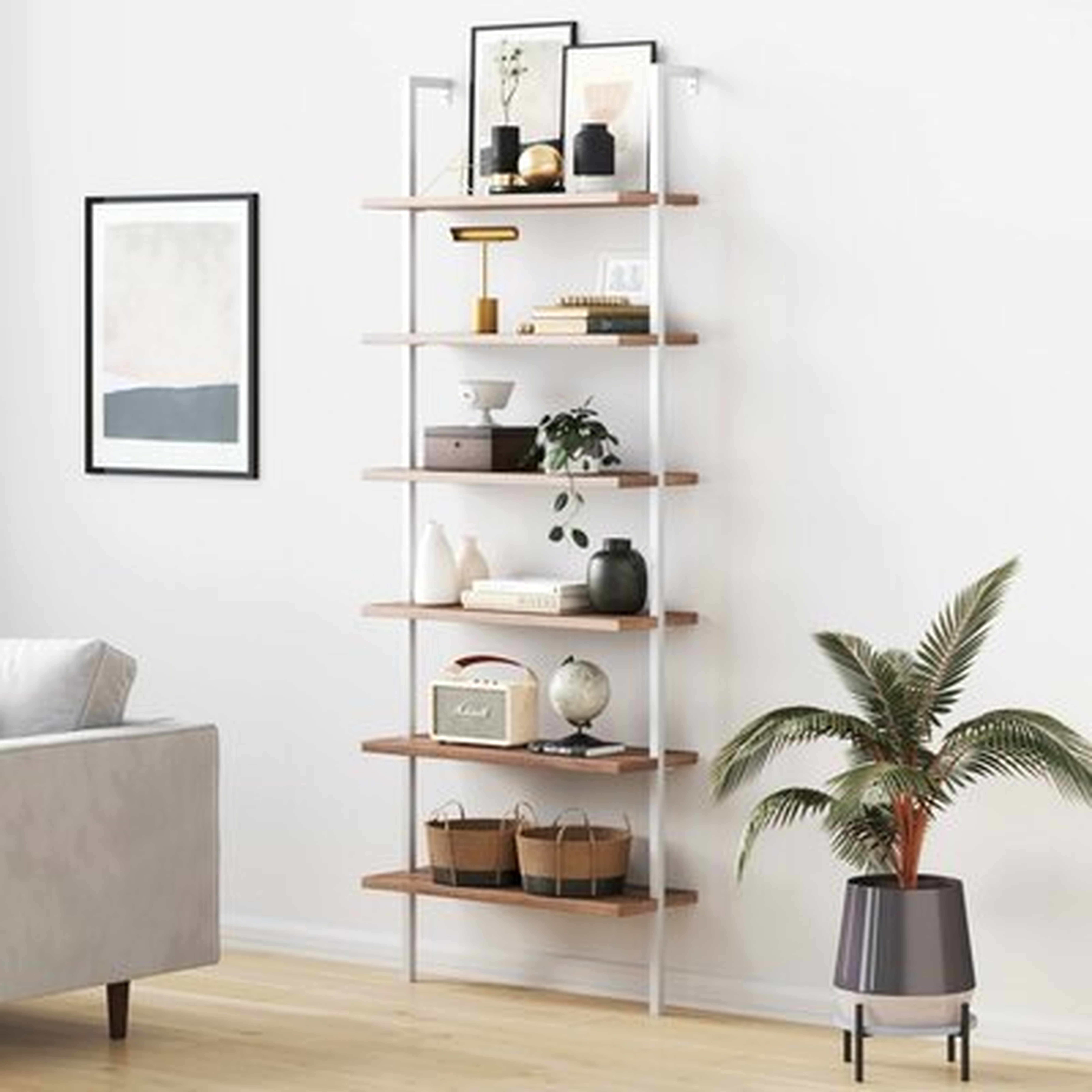 Rustic Oak/White Zachary Ladder Bookcase - AllModern