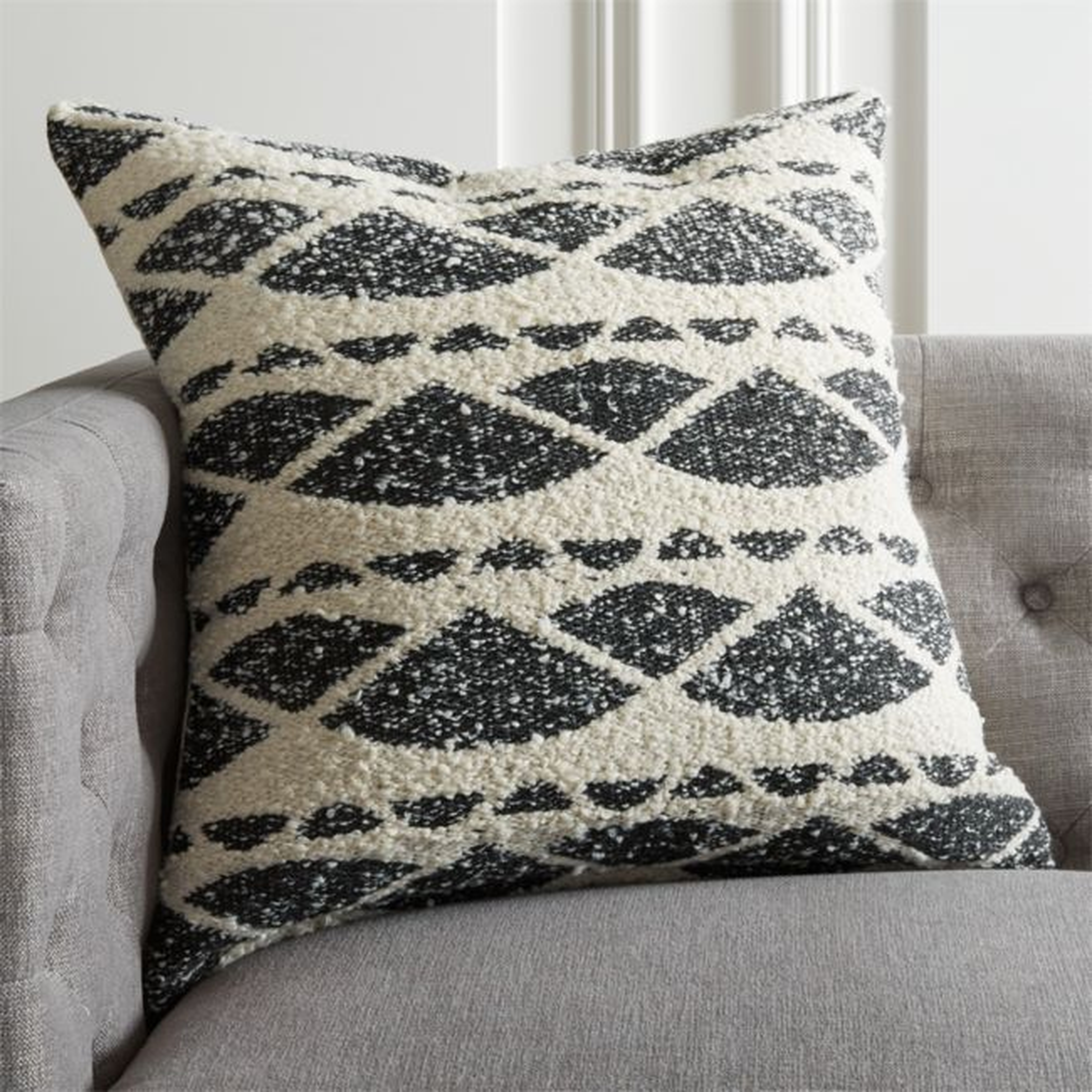 23" Hazel Black and White Boucle Pillow with Down-Alternative Insert - CB2