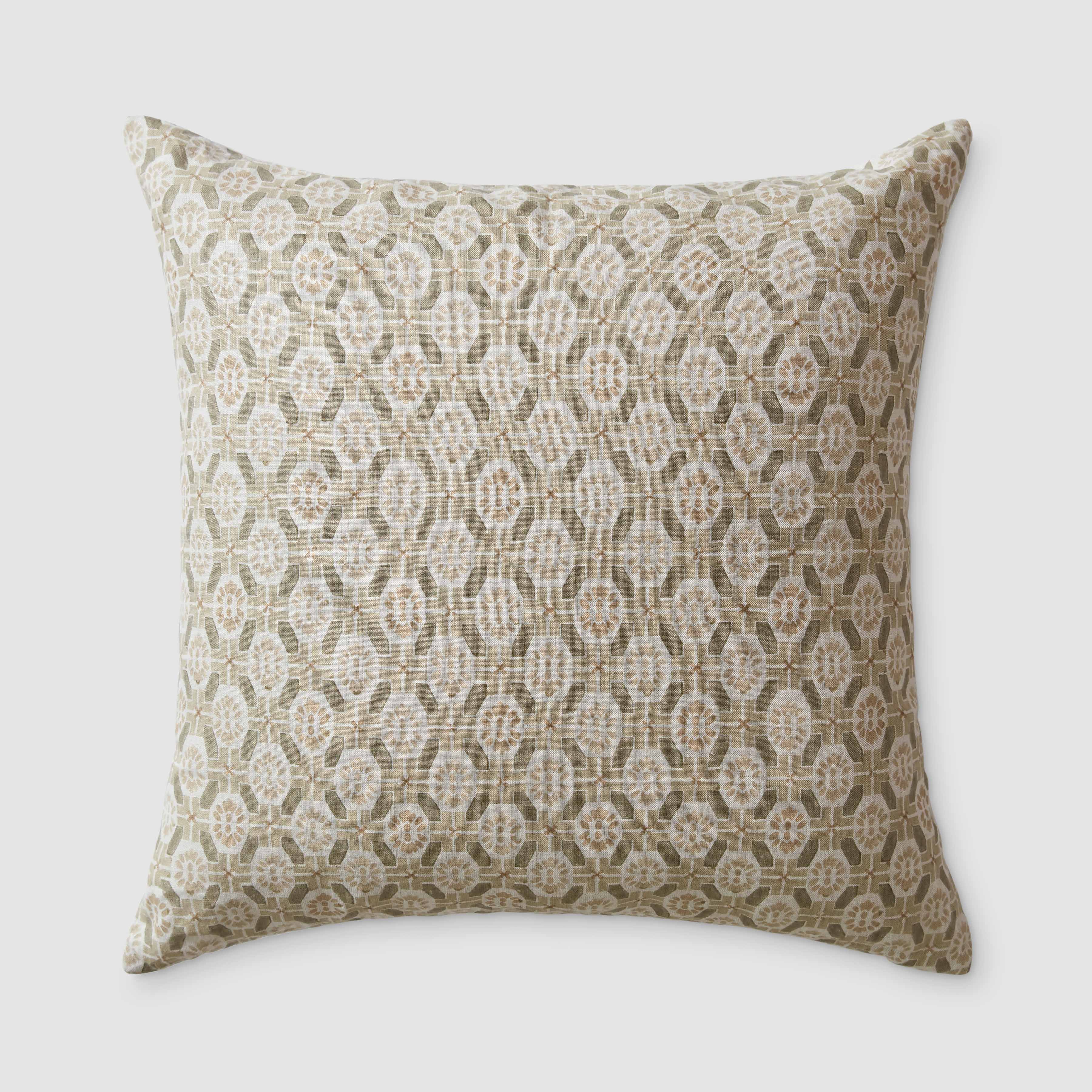 The Citizenry Ayana Block Print Pillow | 22" x 22" | Sage - The Citizenry
