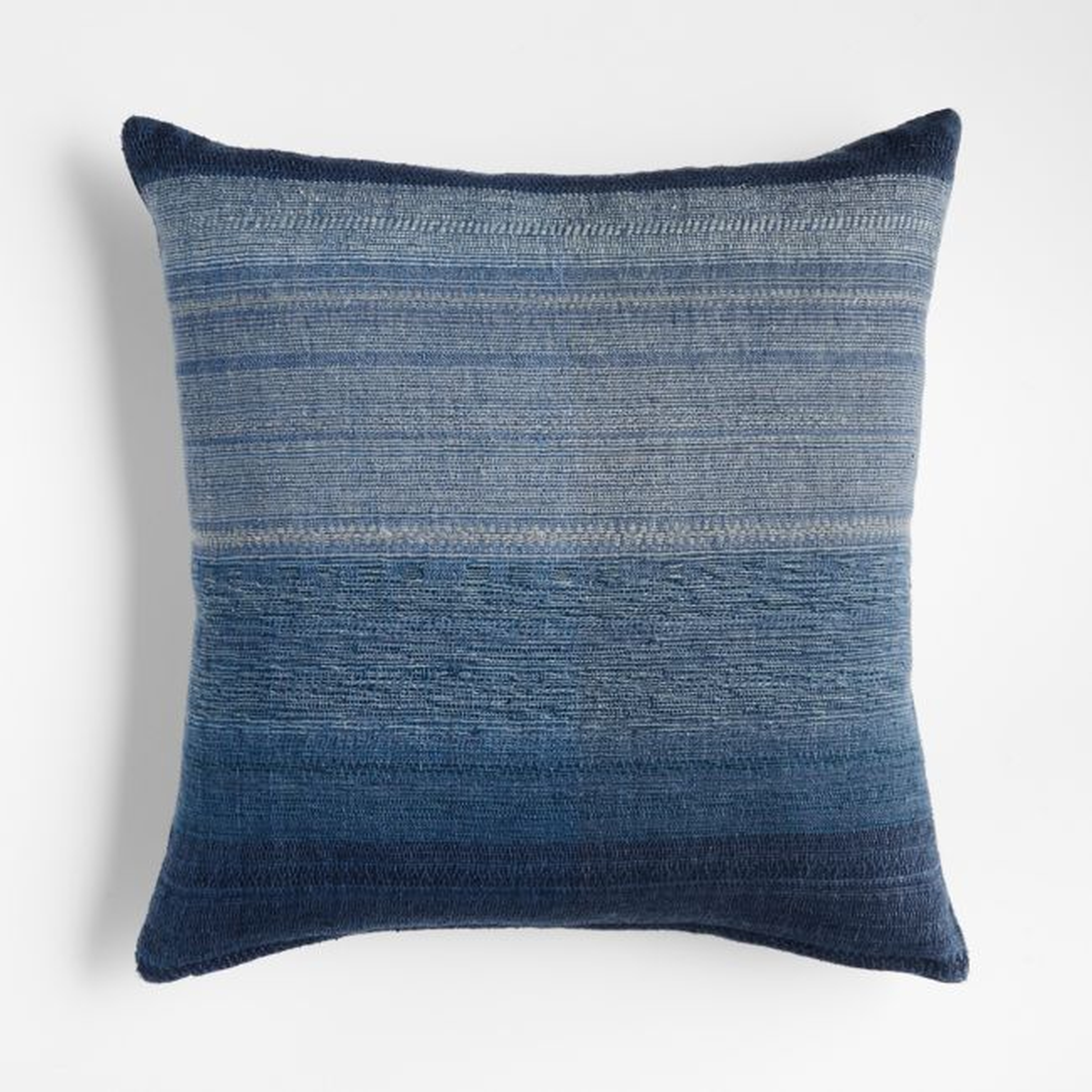 Veleri 20"x20" Linen Blue Throw Pillow Cover with Feather Insert - Crate and Barrel