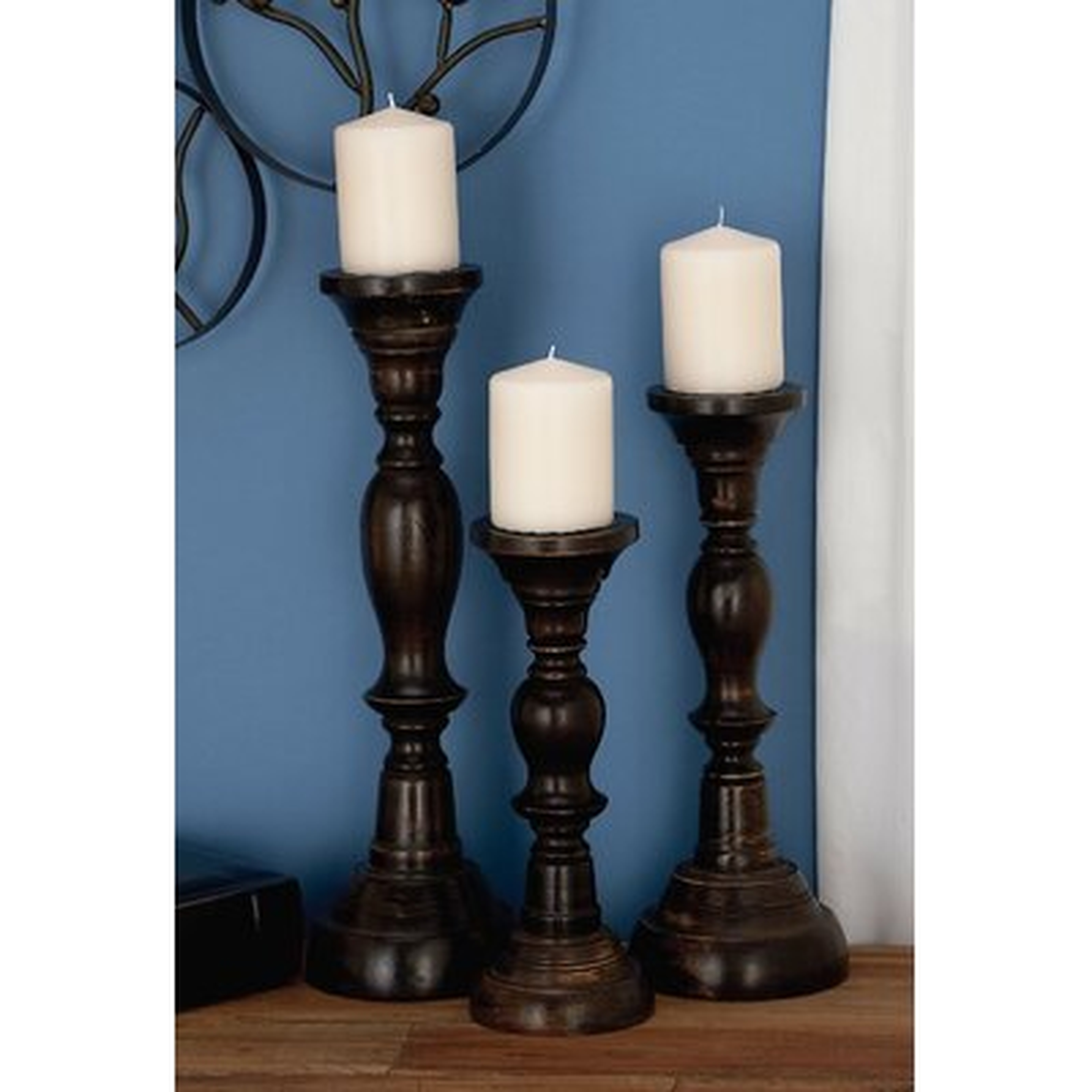 3 Piece Wood Tabletop Candlestick Set - Birch Lane
