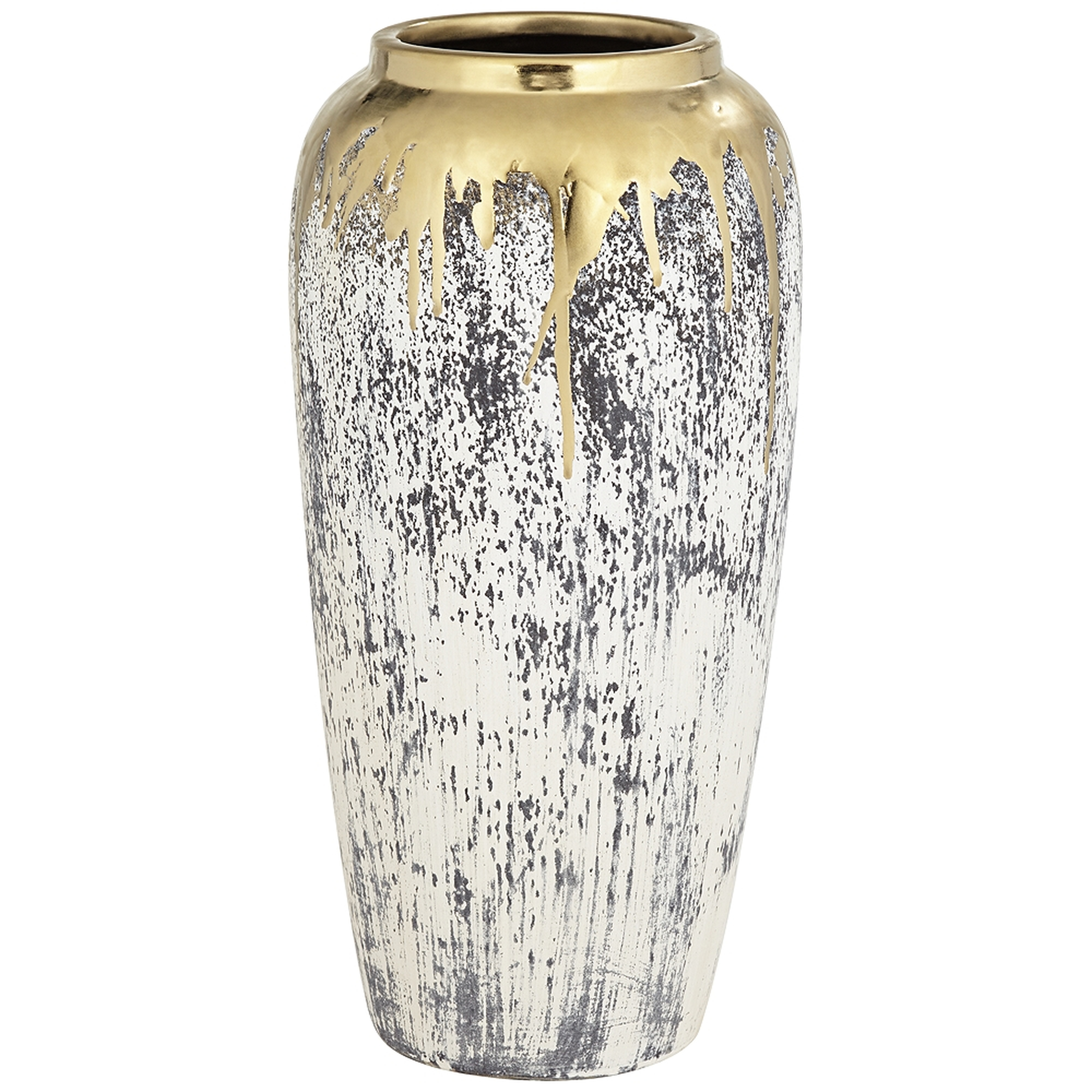 Blythe 14" High Matte Gold and Gray Decorative Vase - Lamps Plus