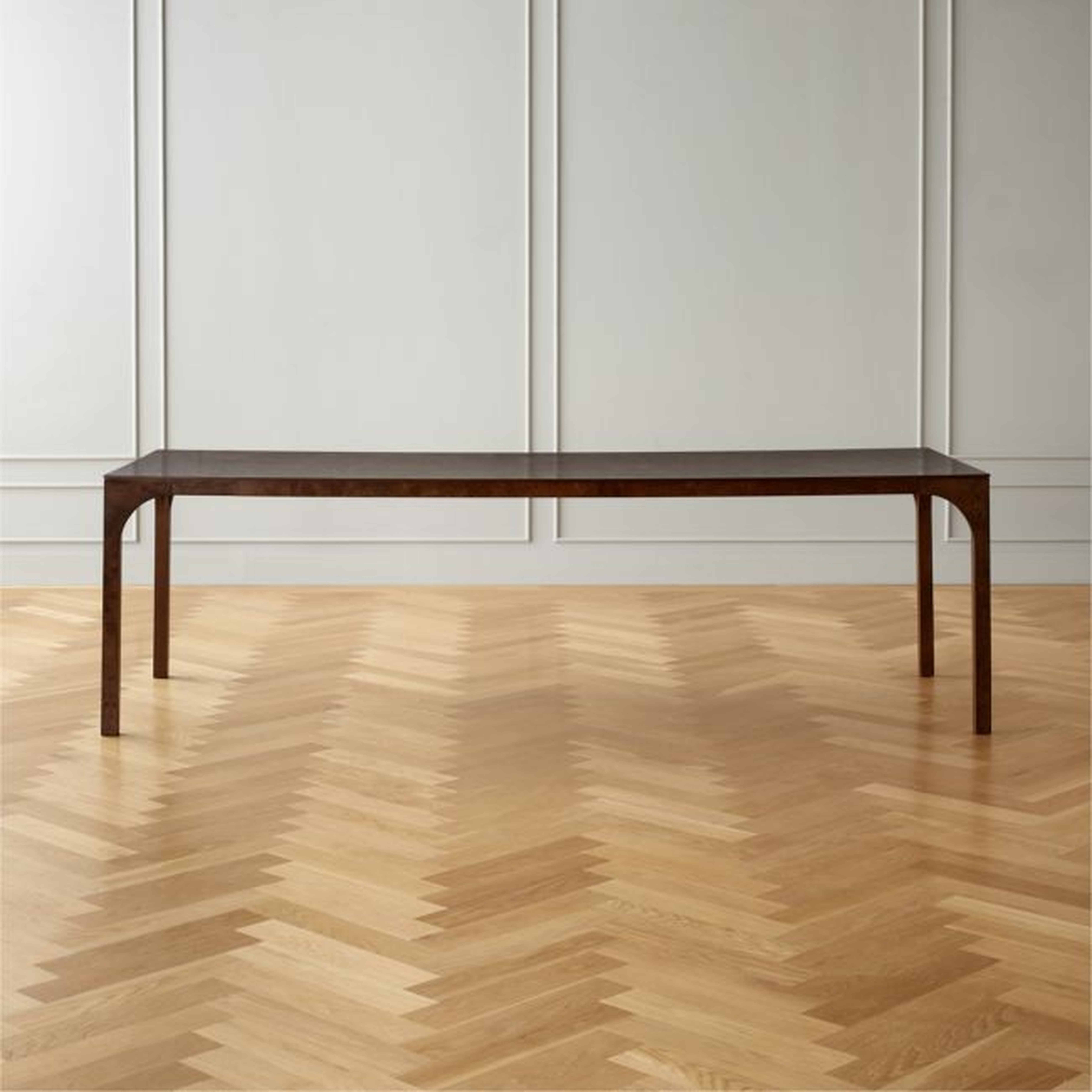 Aqua Virgo 100" Rectangular Dark Burl Wood Dining Table - CB2