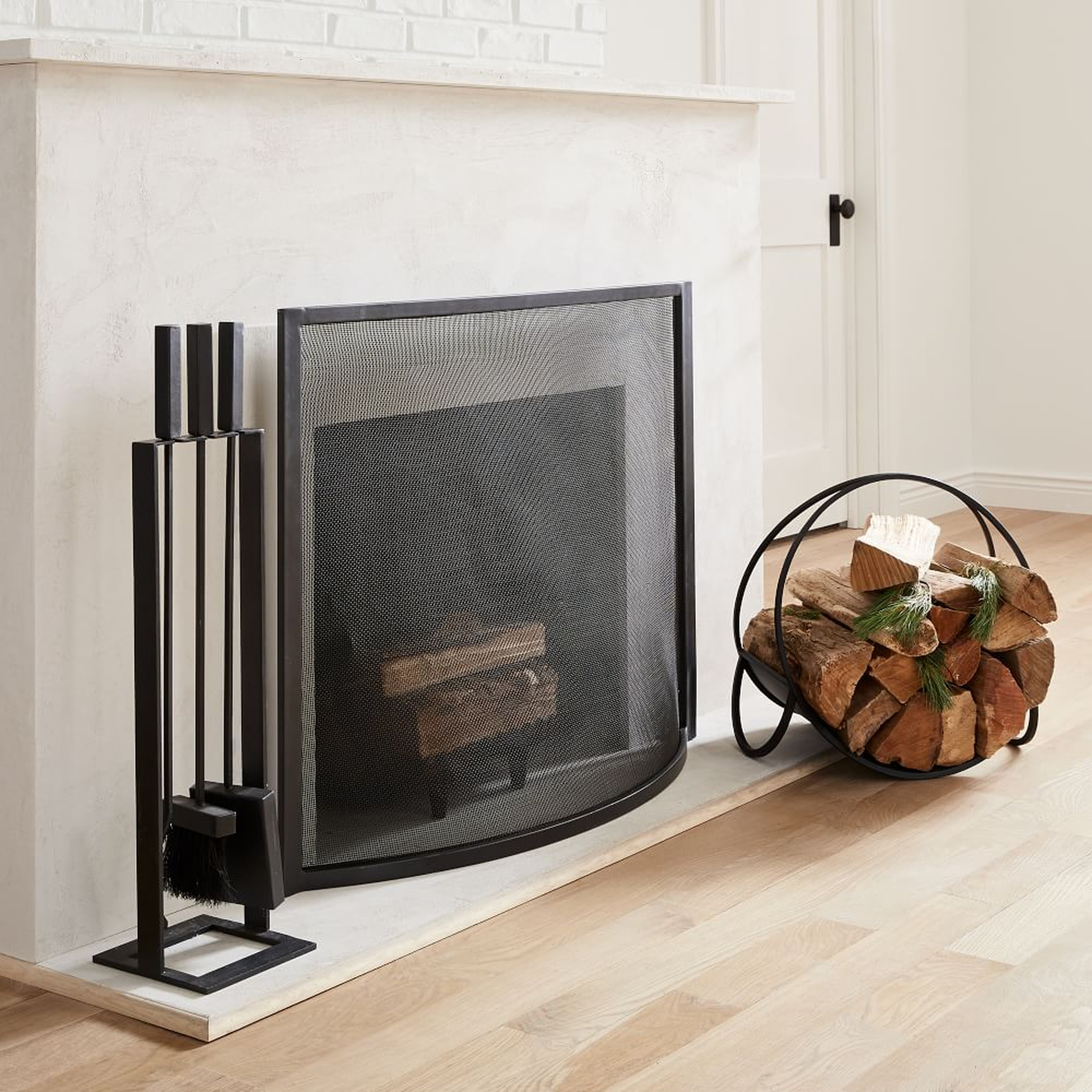 Industrial Fireplace, Set of 2, Black, Small - West Elm