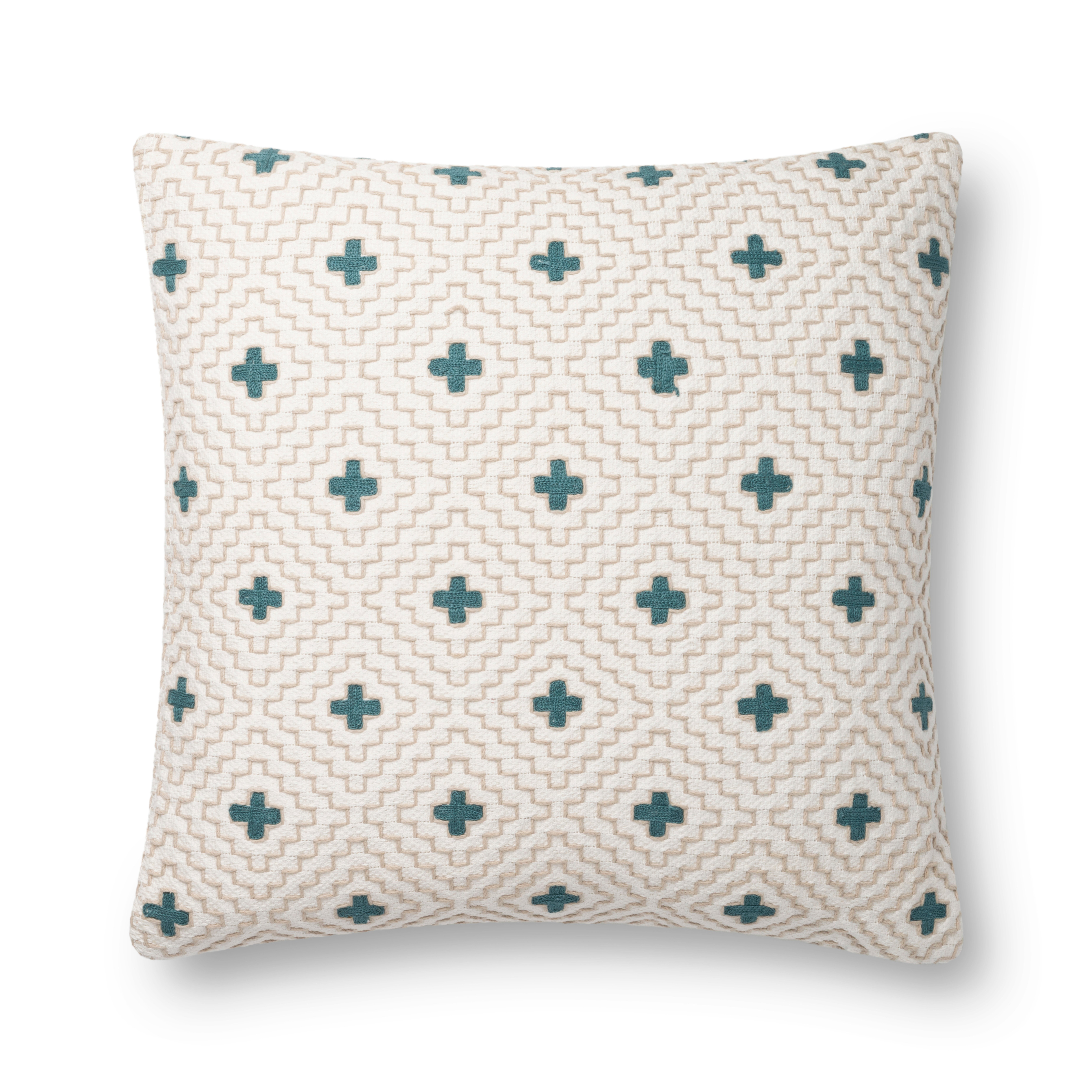 Loloi PILLOWS P0816 Ivory / Blue 22" x 22" Cover Only - Loma Threads