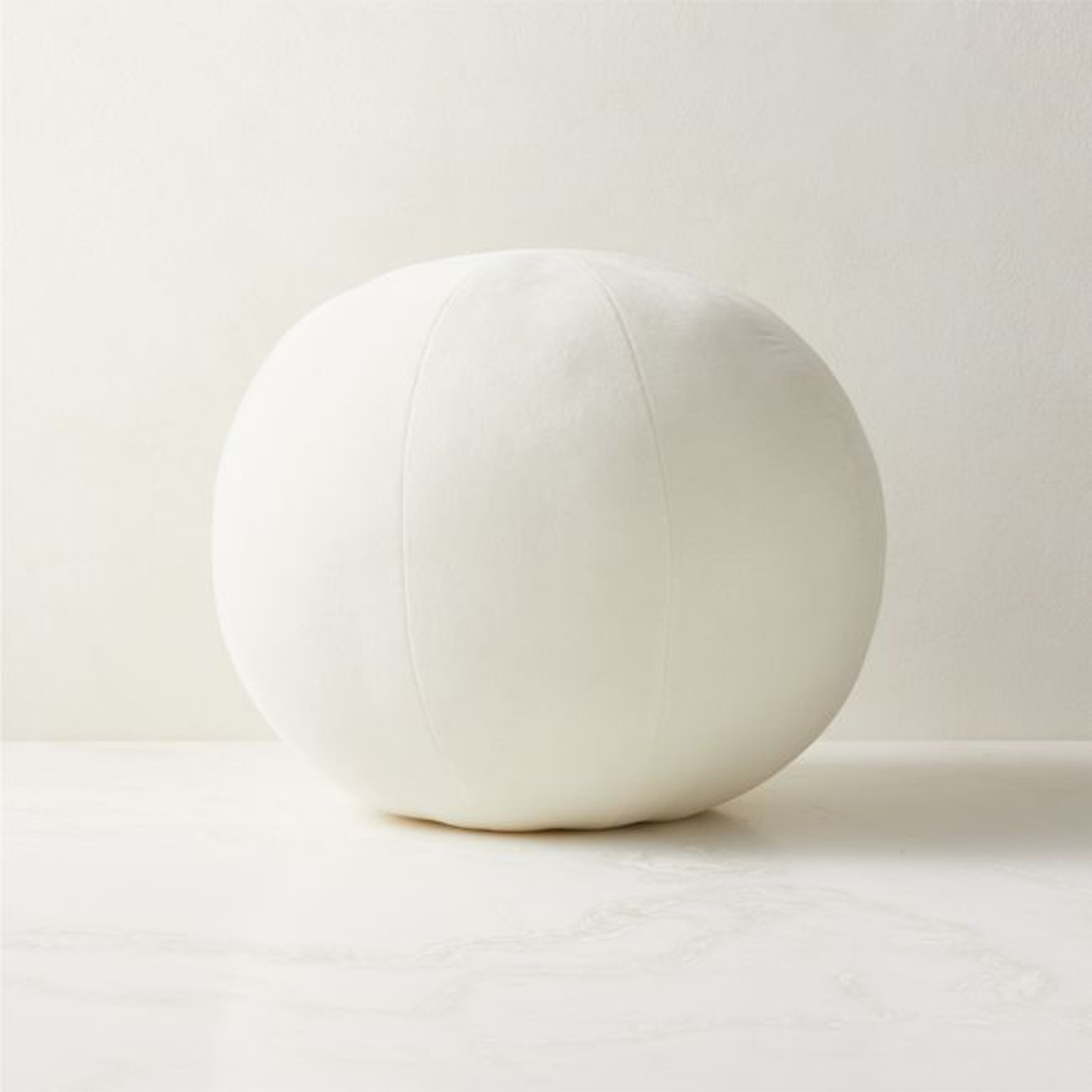 Terre Ivory White Velvet Sphere Throw Pillow 12" - CB2