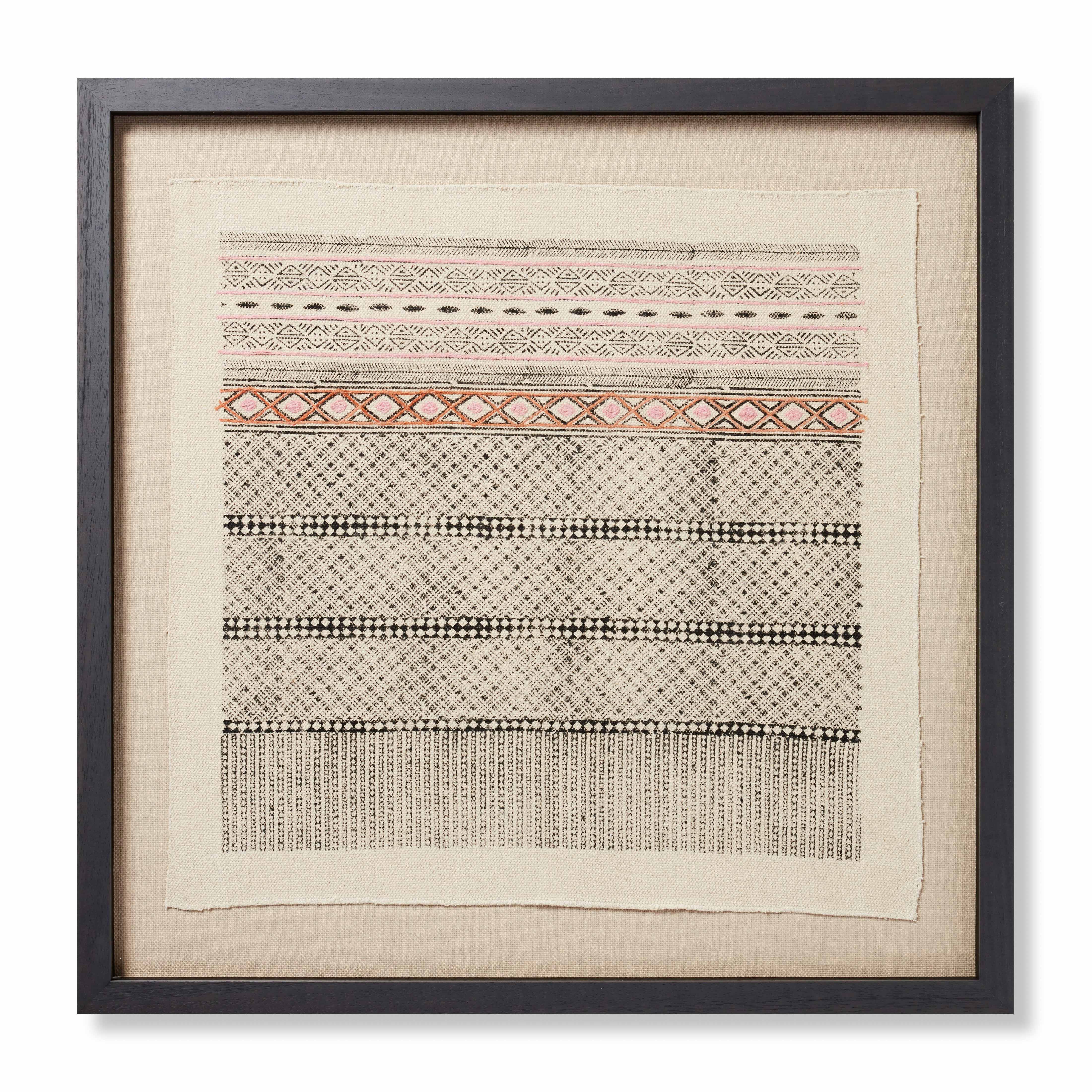 WOOD FRAME INDUS PINK / BLACK 3'-4" x 3'-4" WALL ART - Loloi Rugs