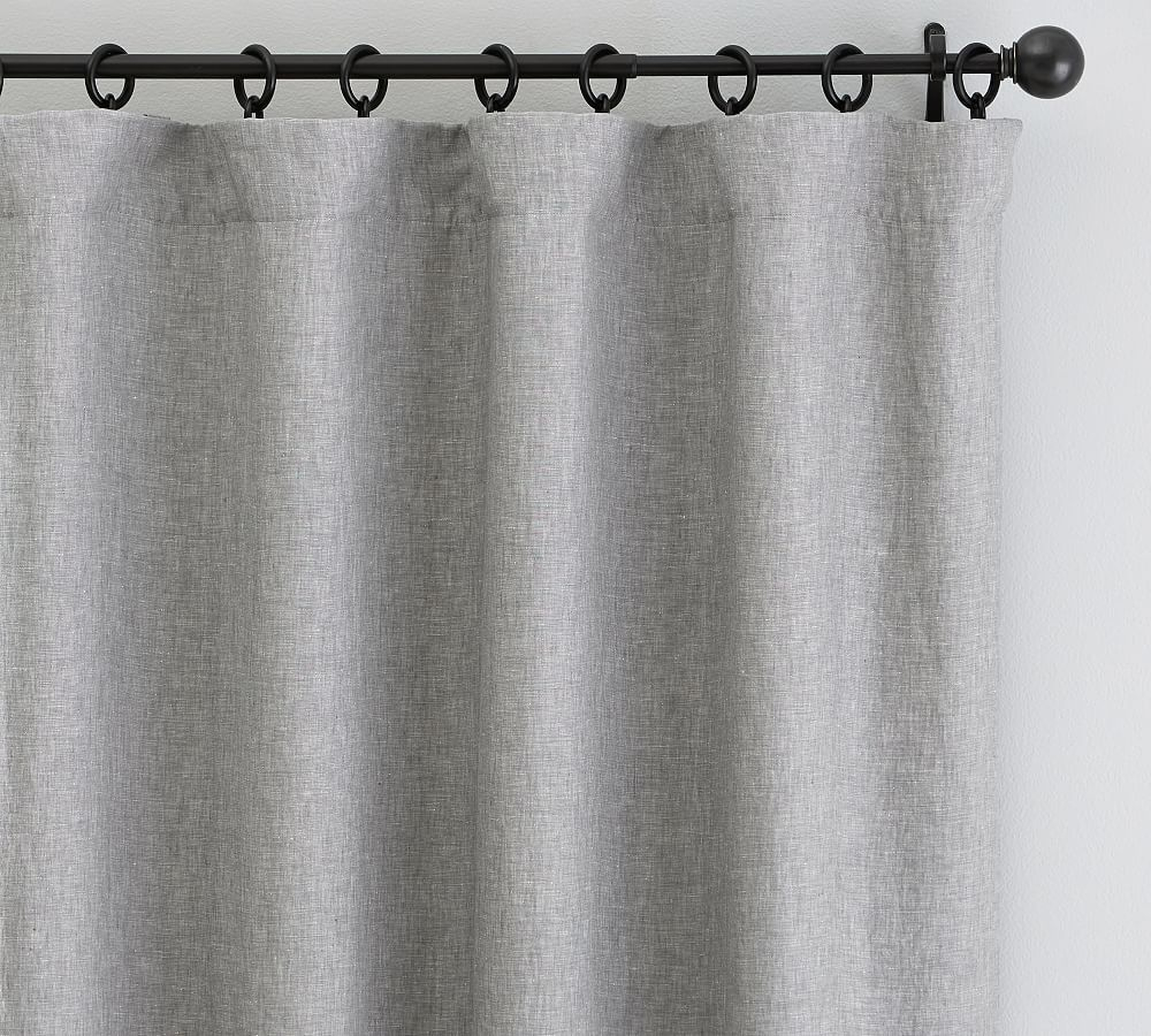 Custom Belgian Flax Linen Rod Pocket Blackout Curtain, Flagstone, 84 x 50" - Pottery Barn