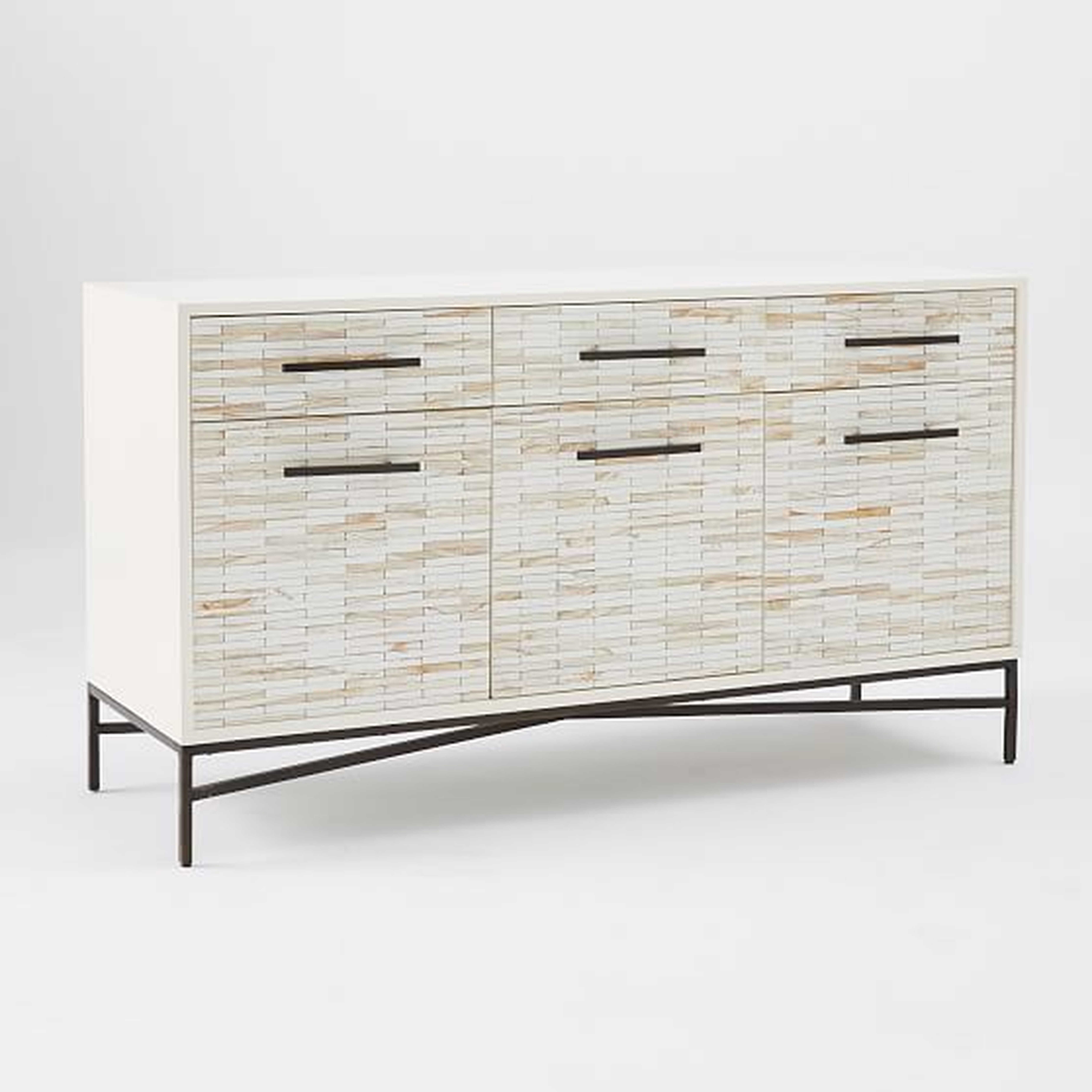 Open Box: Tiled 54" Buffet/Media Console, White, White Wash - West Elm
