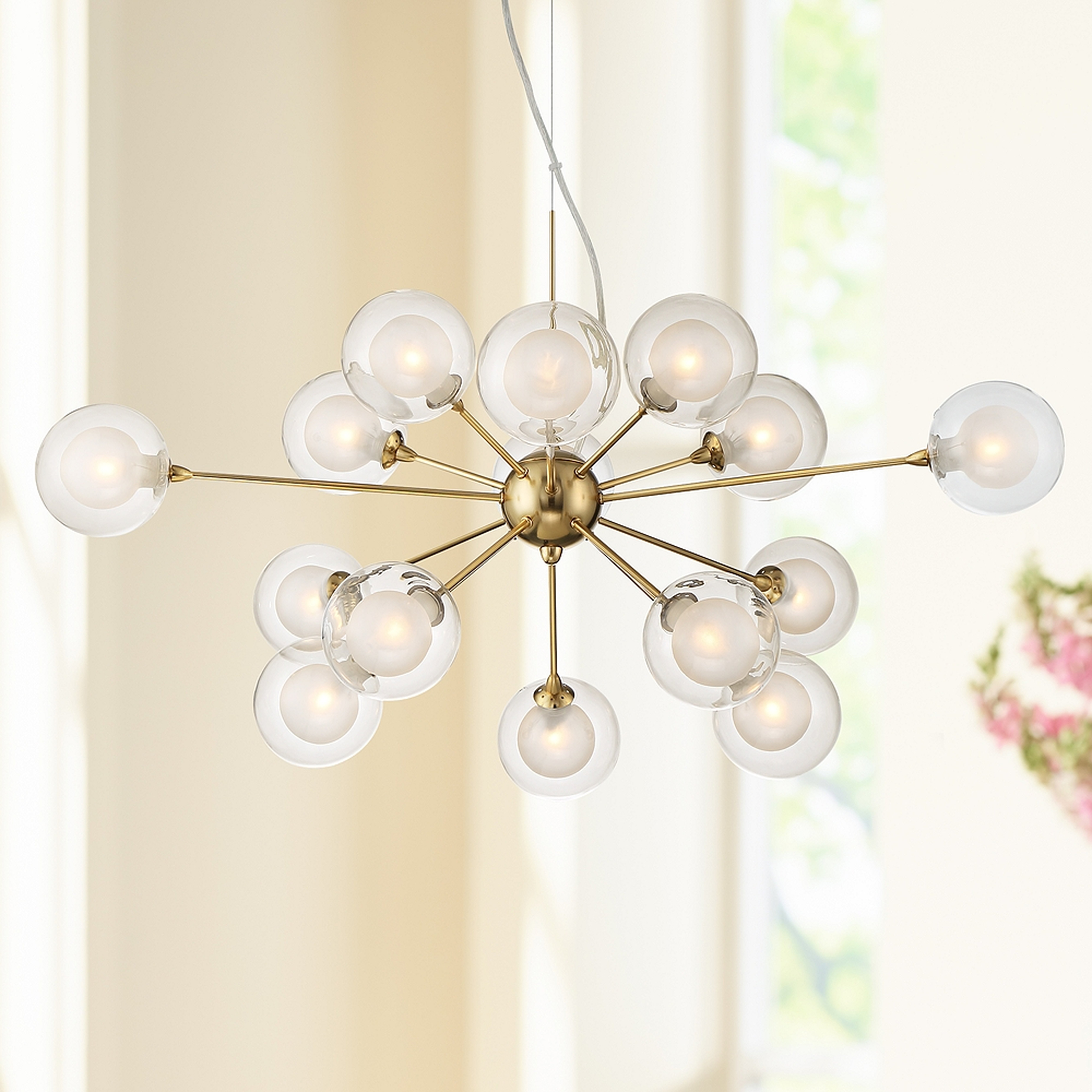 Possini Euro Nimbus 30" Warm Brass 15-Light Modern LED Sputnik Pendant - Lamps Plus