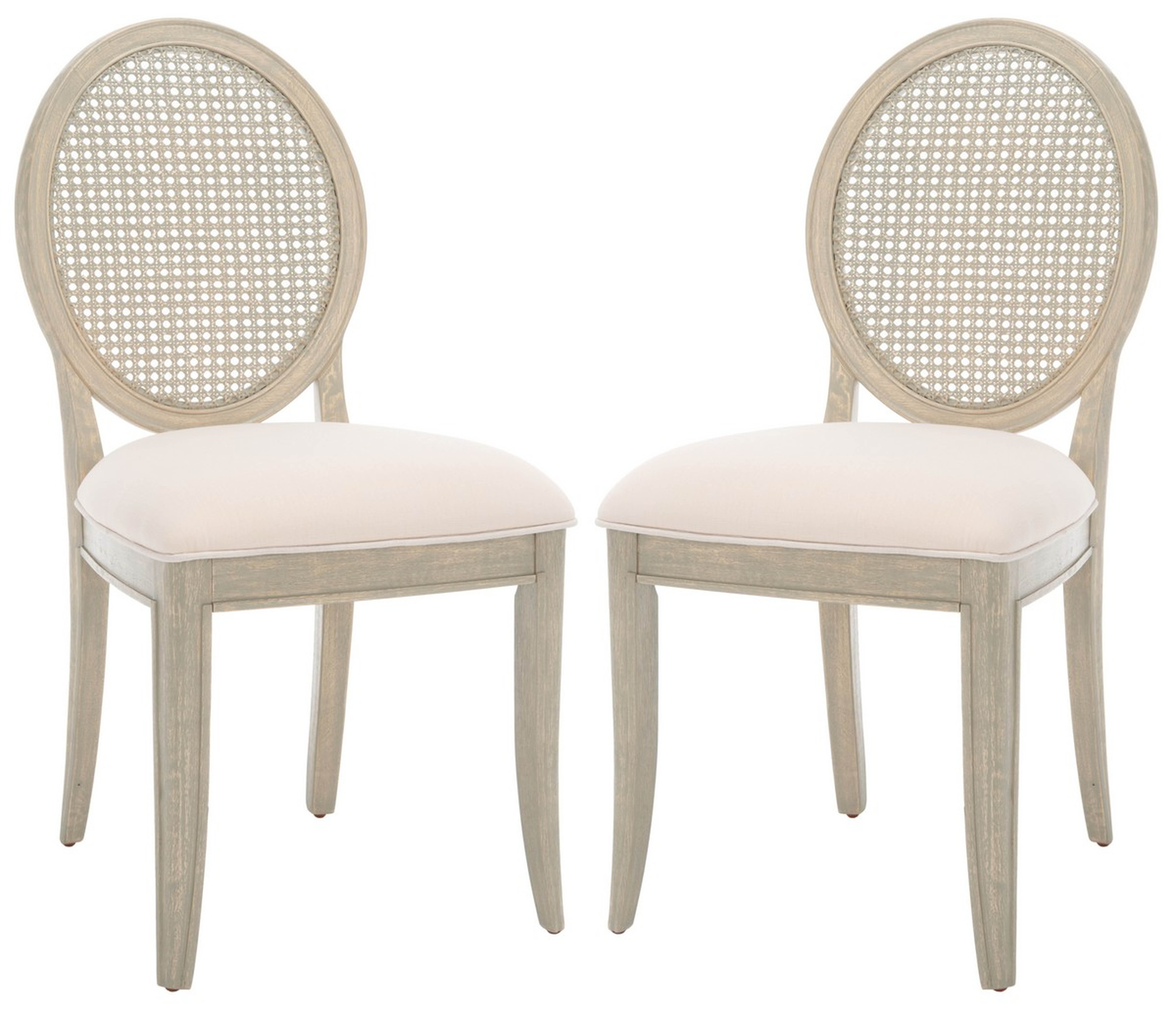 Karlee Rattan Back Dining Chair - Rustic Grey/Beige - Safavieh Couture