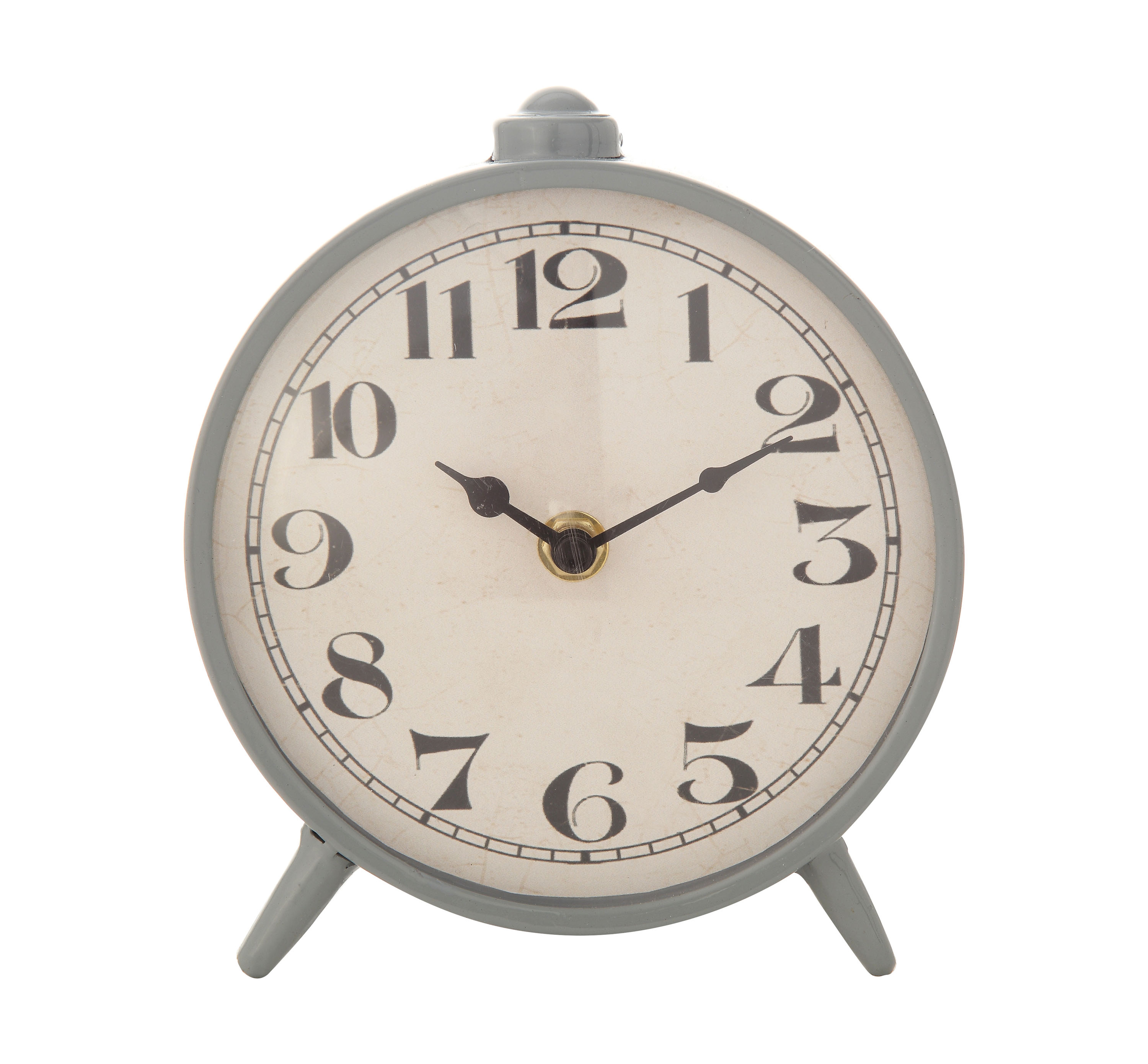 Round Grey Metal Mantel Clock - Creative Co-Op