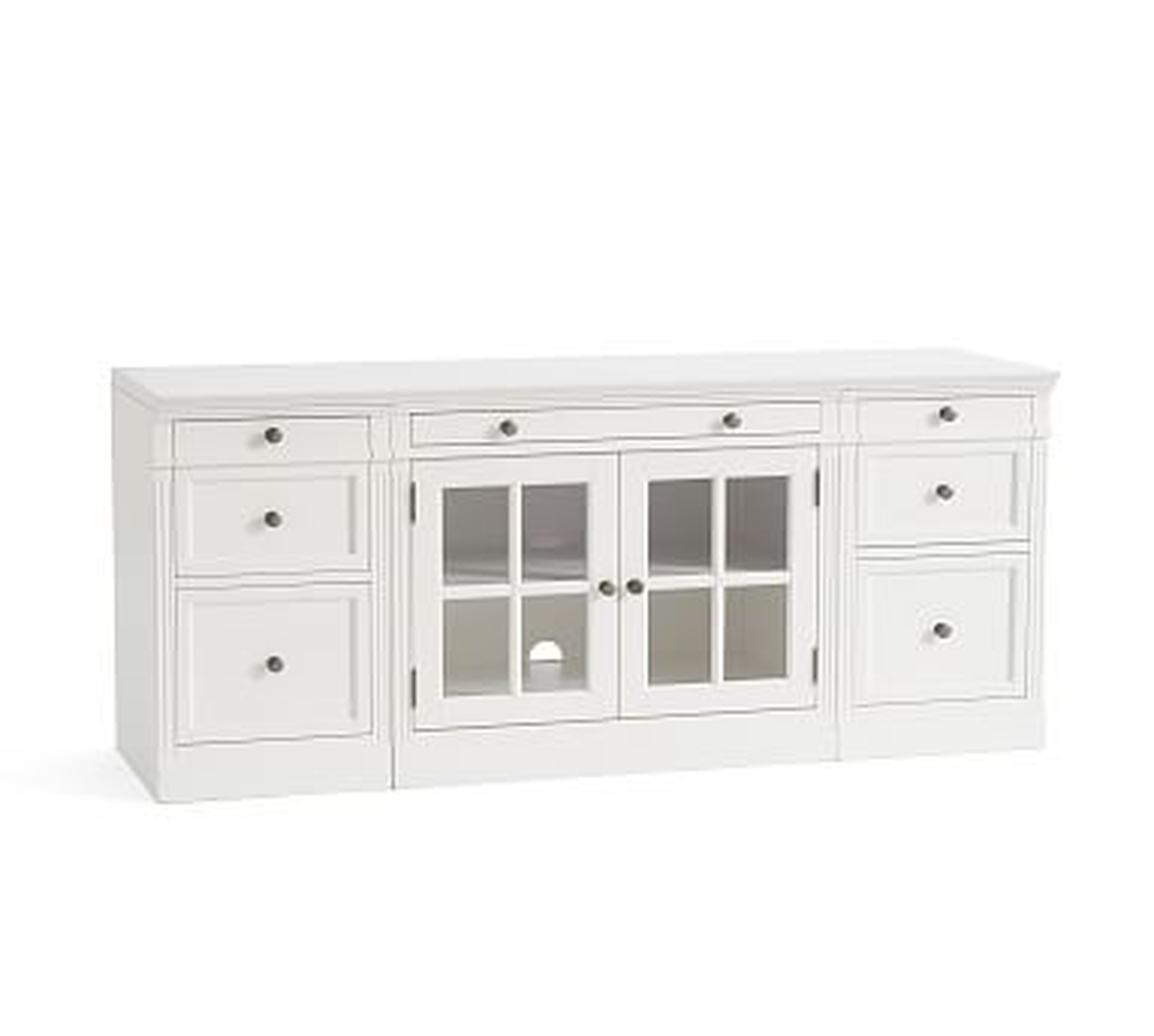 Livingston 70" Media Console With File Cabinets, Montauk White - Pottery Barn