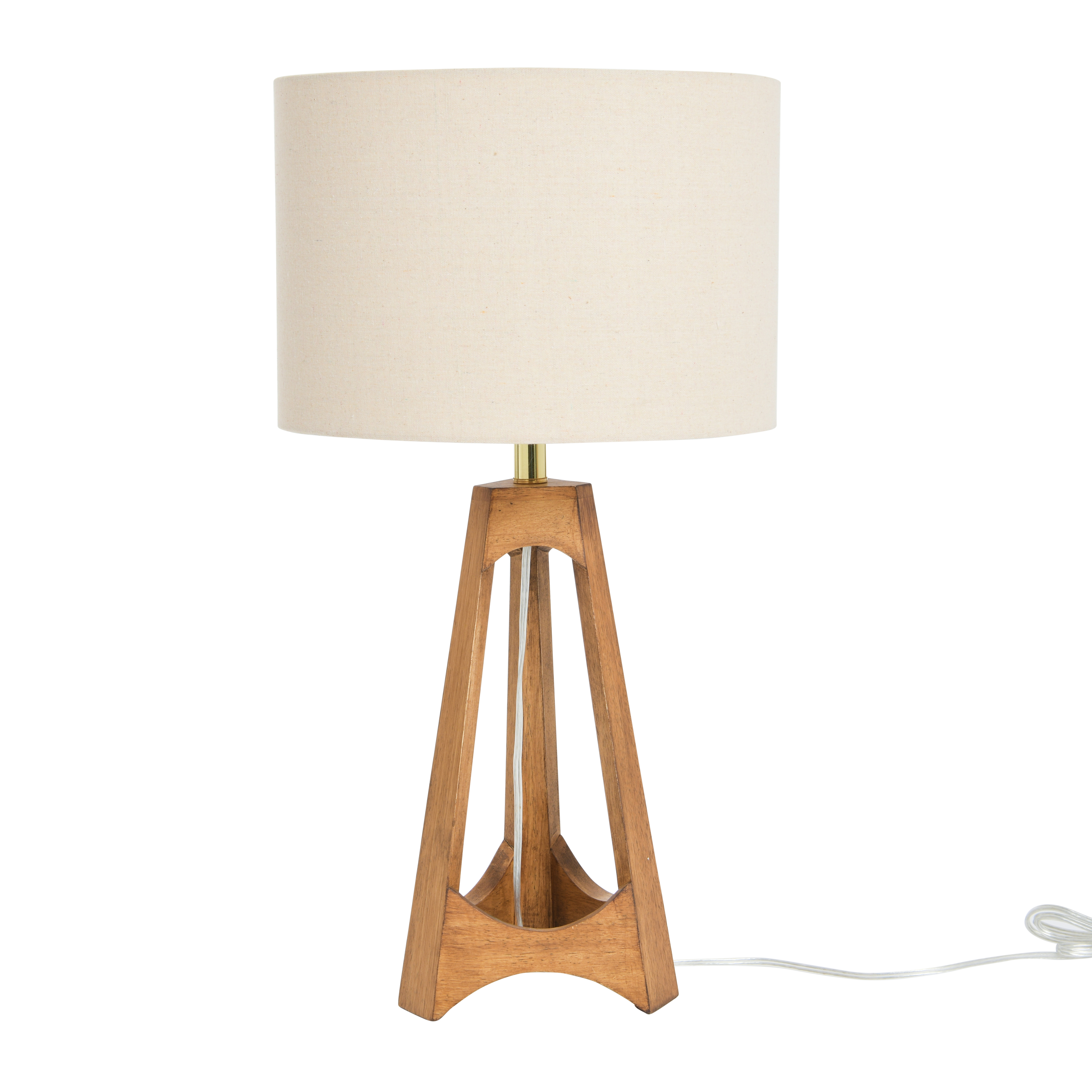 A-Frame Rubber Wood Table Lamp with Cream Linen Shade, Espresso - Nomad Home