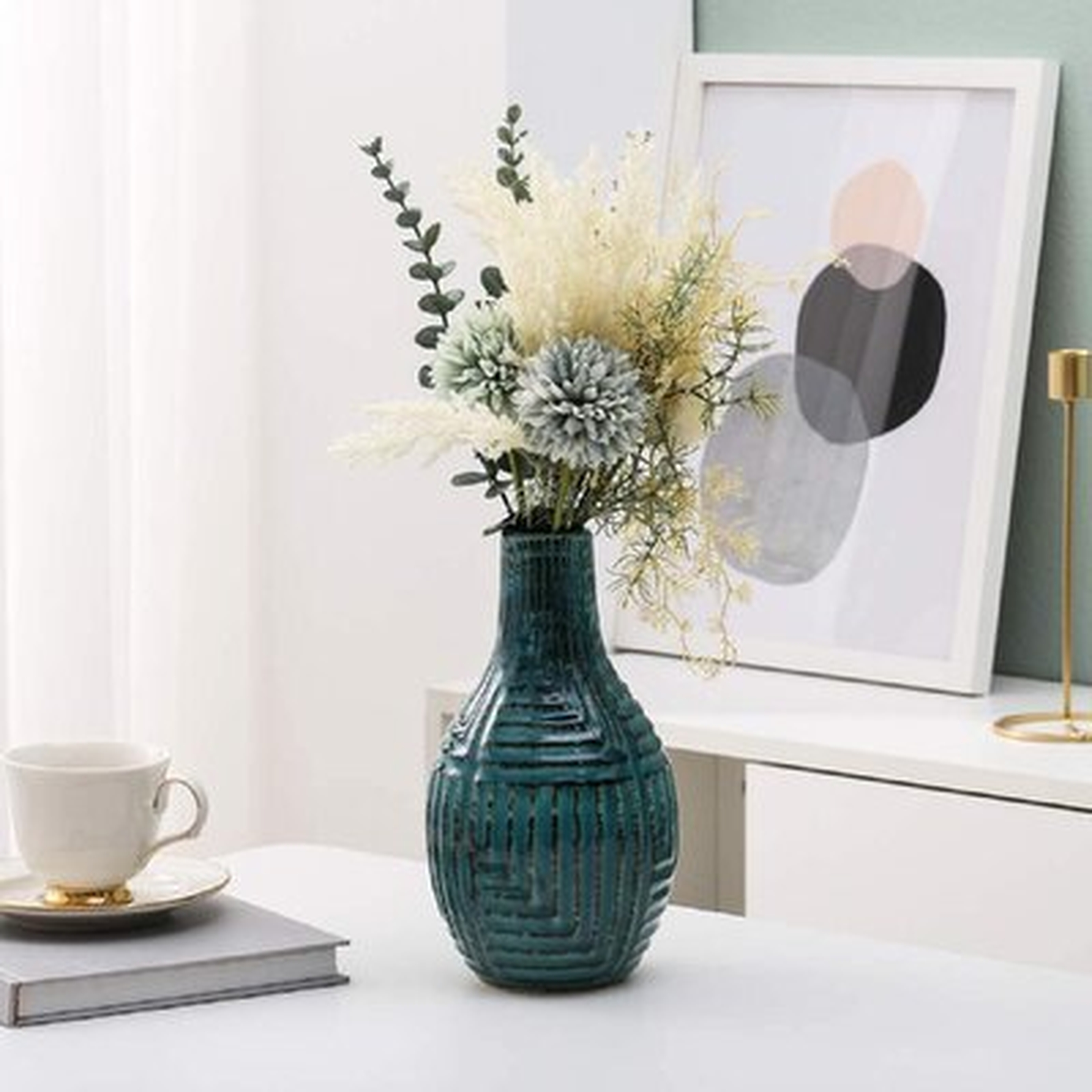 Ceramic Pottery Vase Floreros For Flowers Centerpieces Modern Elegant Decorative Home Decor - Wayfair