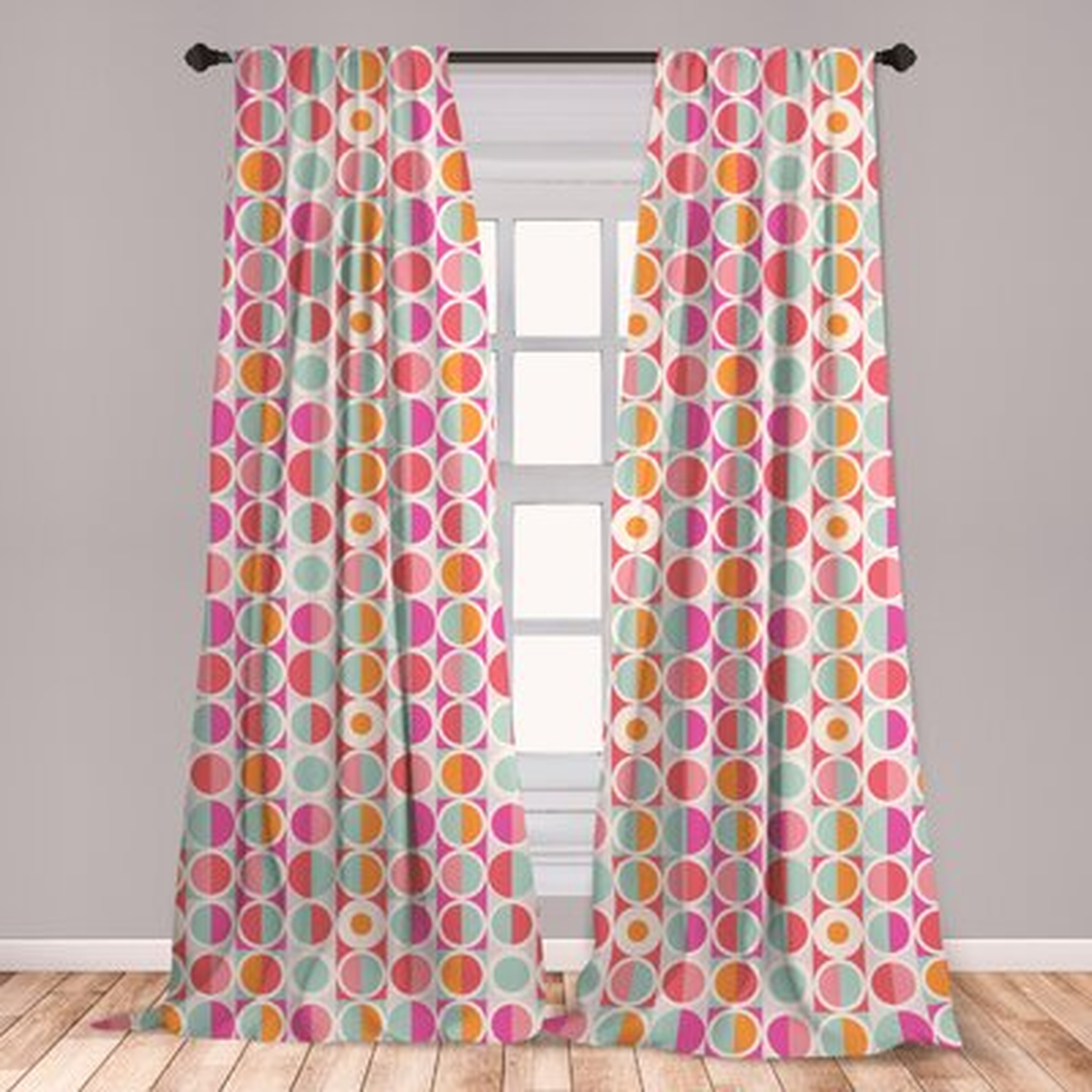 Ambesonne Pastel Curtains, Geometric Simplistic Pattern With Colorful Circles In Squares Funky And Retro Style, Window Treatments 2 Panel Set For Living Room Bedroom Decor, 56" X 63", Multicolor - Wayfair