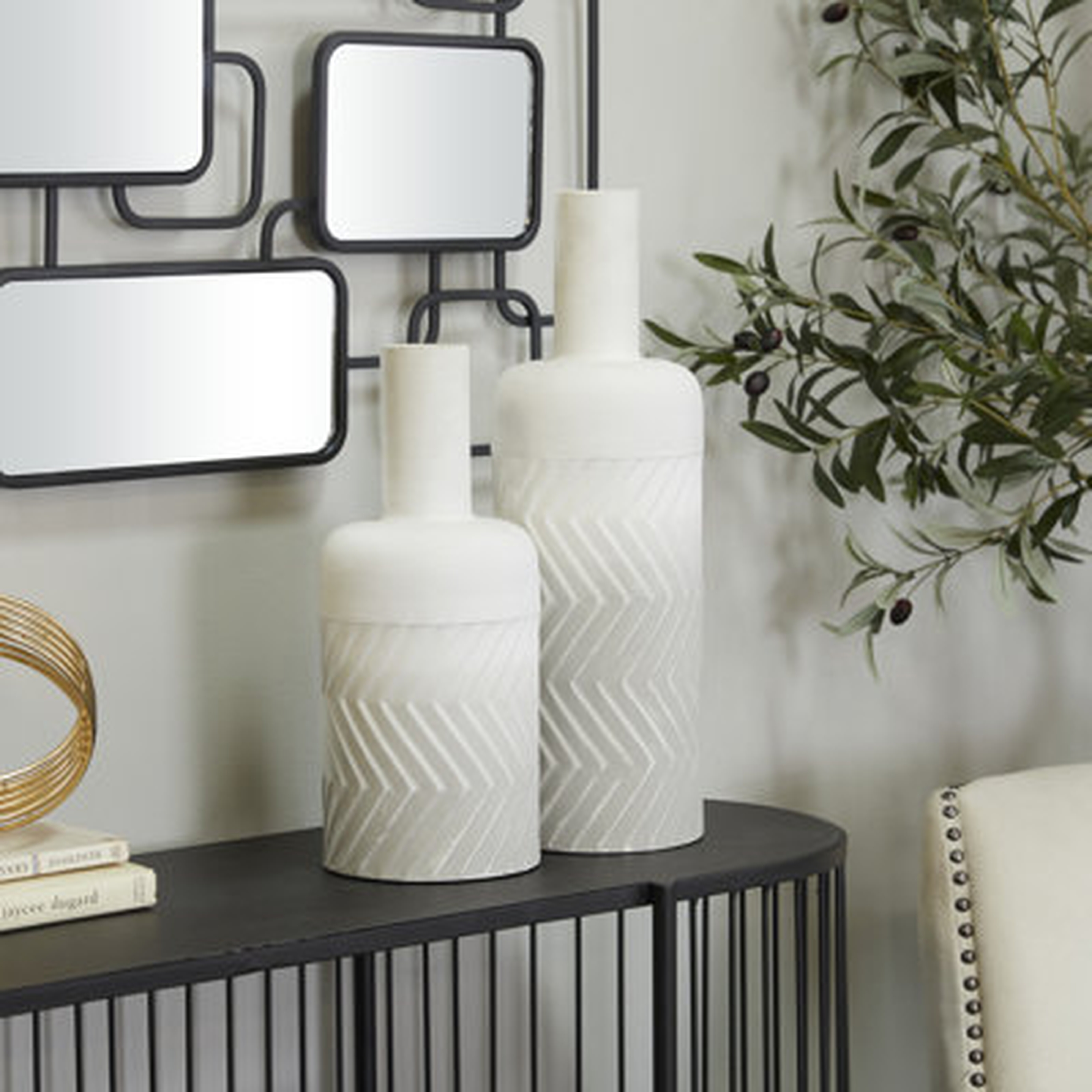 2 Piece White Metal Table Vase Set - Wayfair