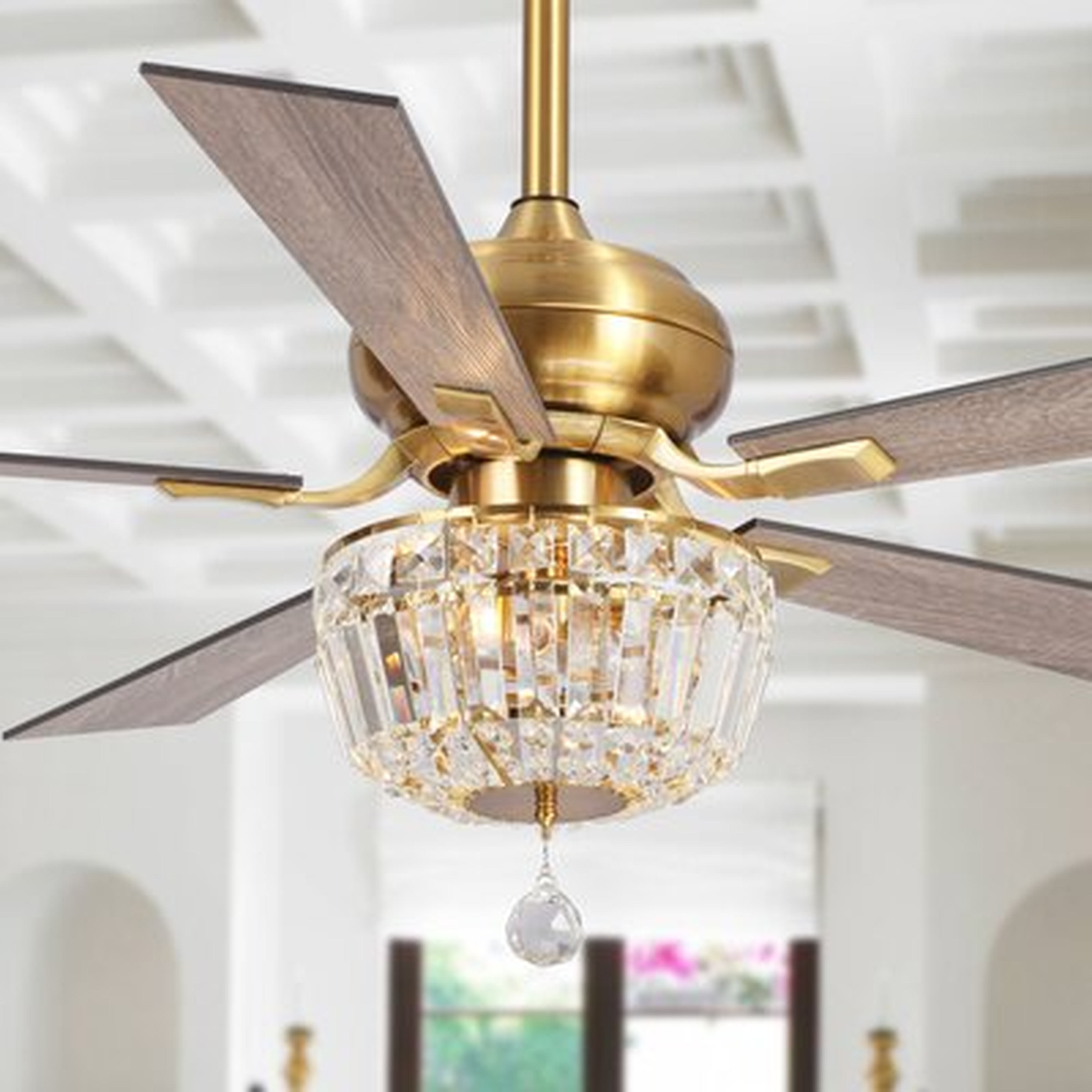 Stalter 52" 5 - Blade Crystal Ceiling Fan with Remote Control and Light Kit Included - Wayfair
