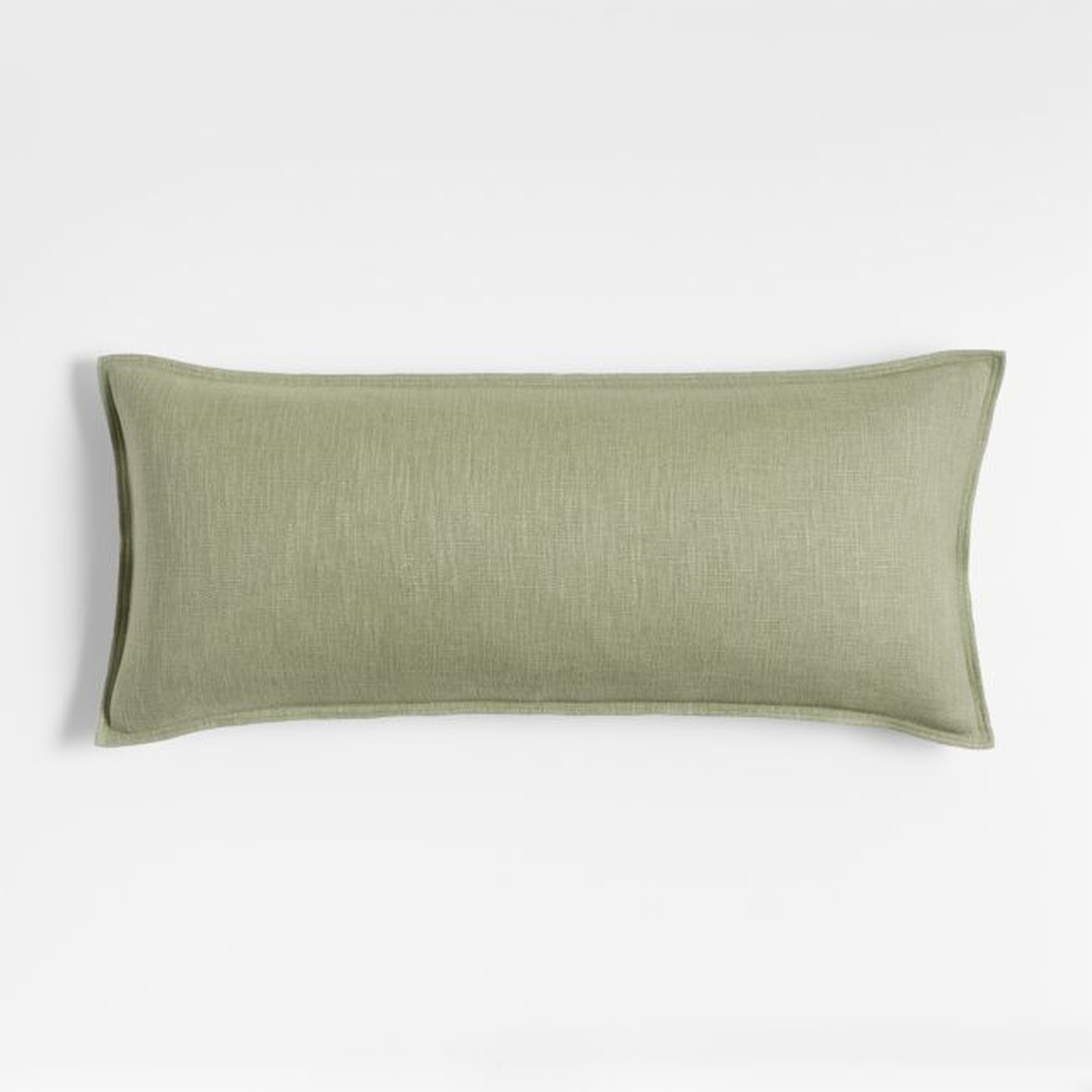 Sage 36"x16" Laundered Linen Throw Pillow Cover - Crate and Barrel