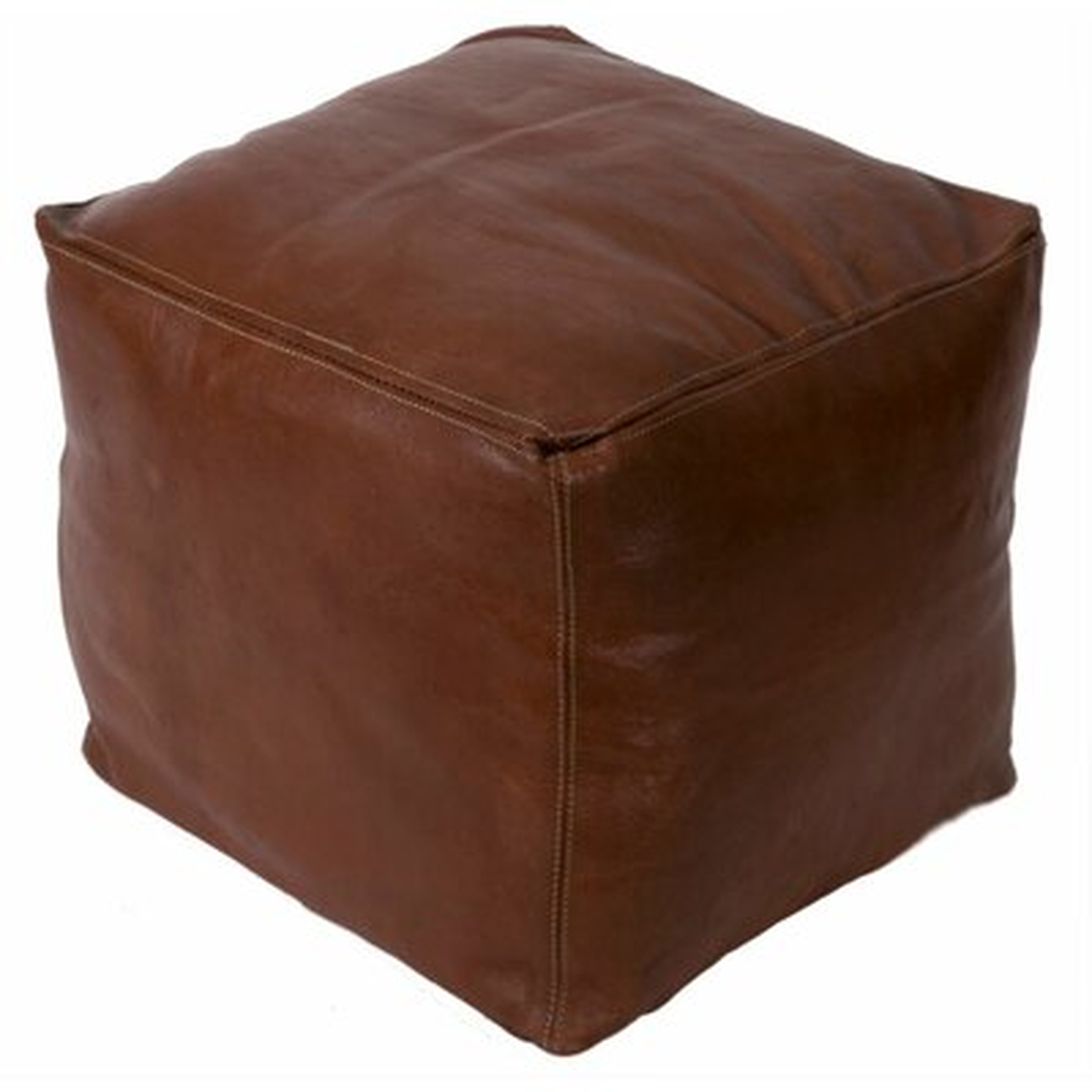Edington 16" Wide Genuine Leather Square Pouf Ottoman - Wayfair