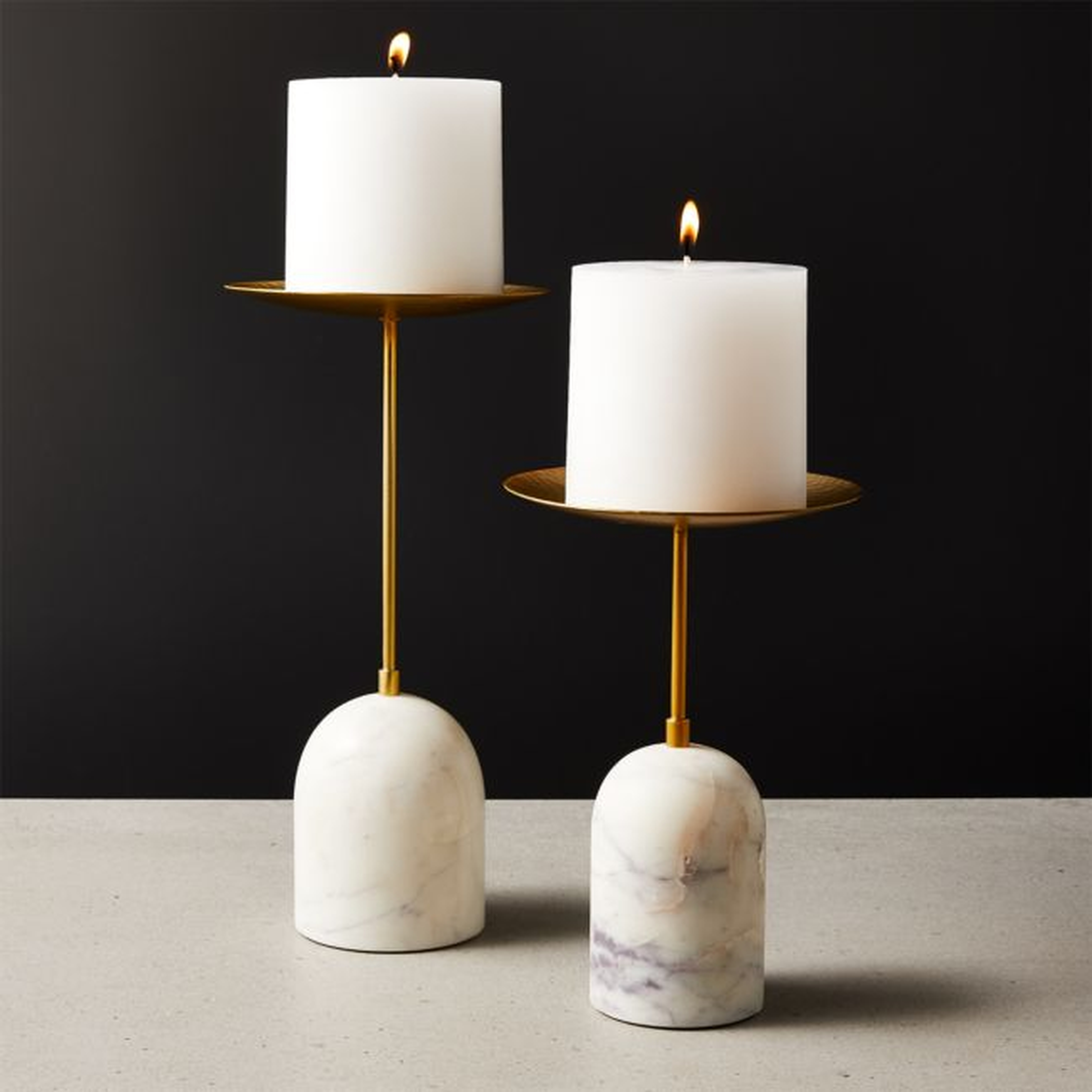 Numa Marble & Brass Candle Stands, Set of 2 - CB2