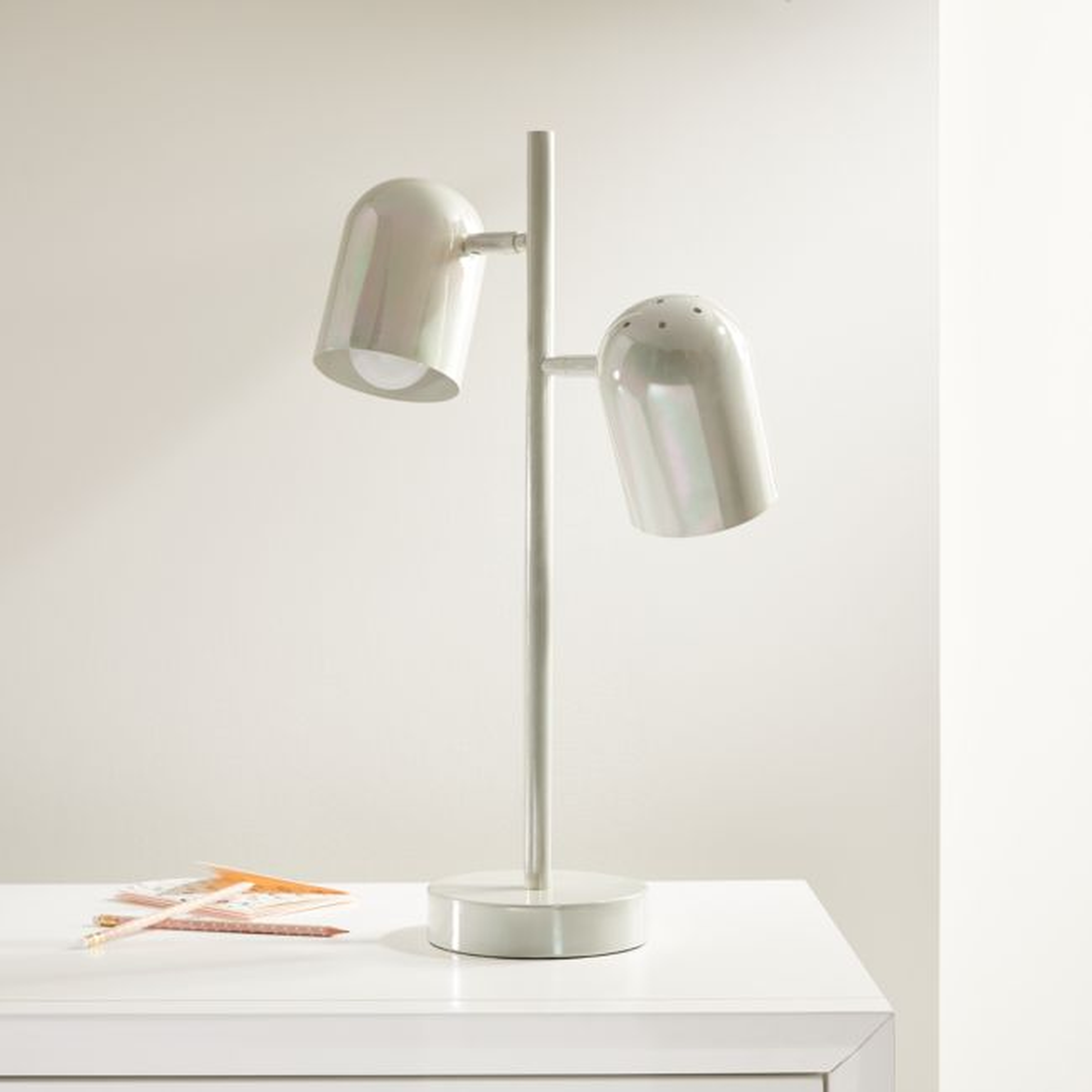 White Iridescent Touch Table Lamp - Crate and Barrel