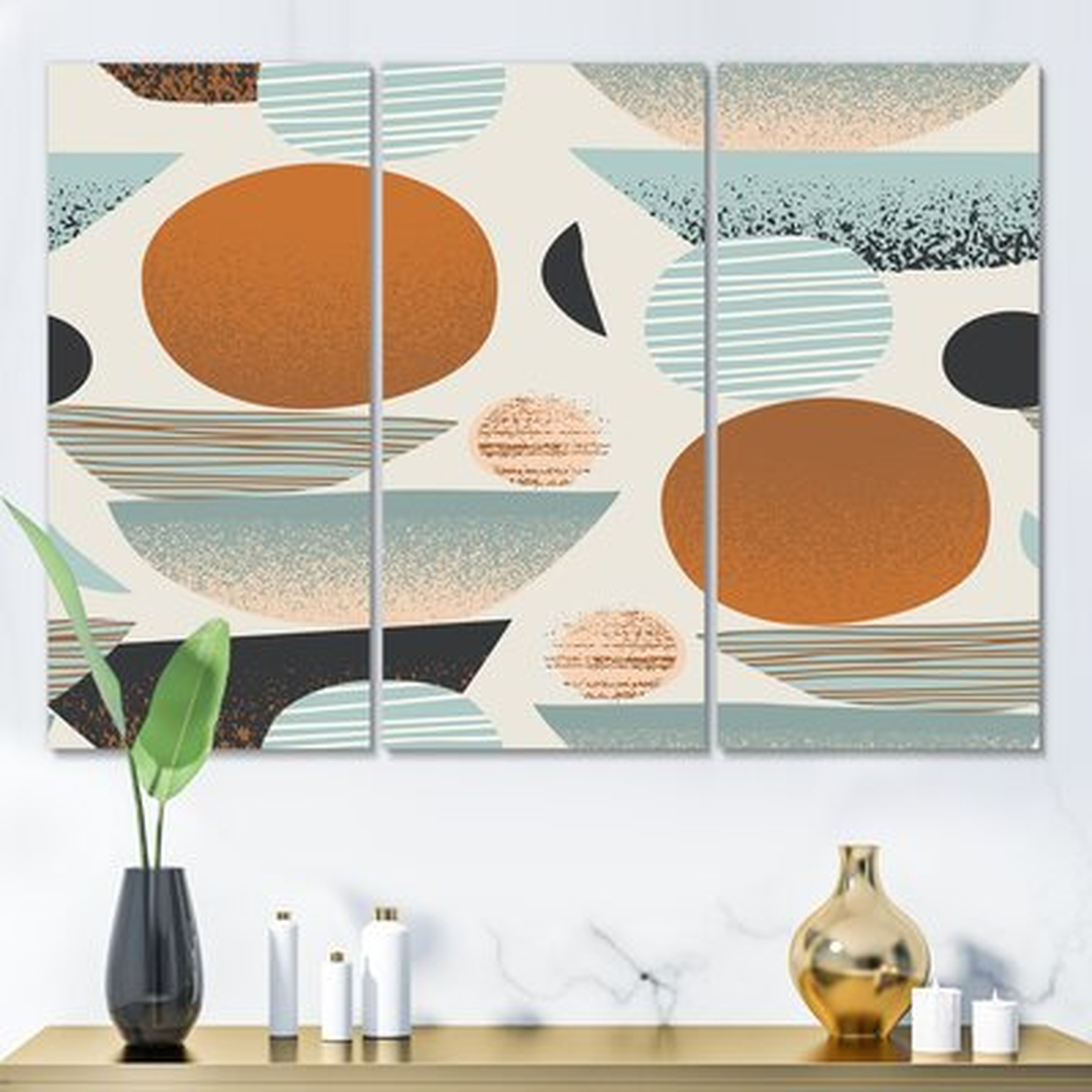 Retro Shapes With Abstract Suns And Moons I - 3 Piece Print - Wayfair