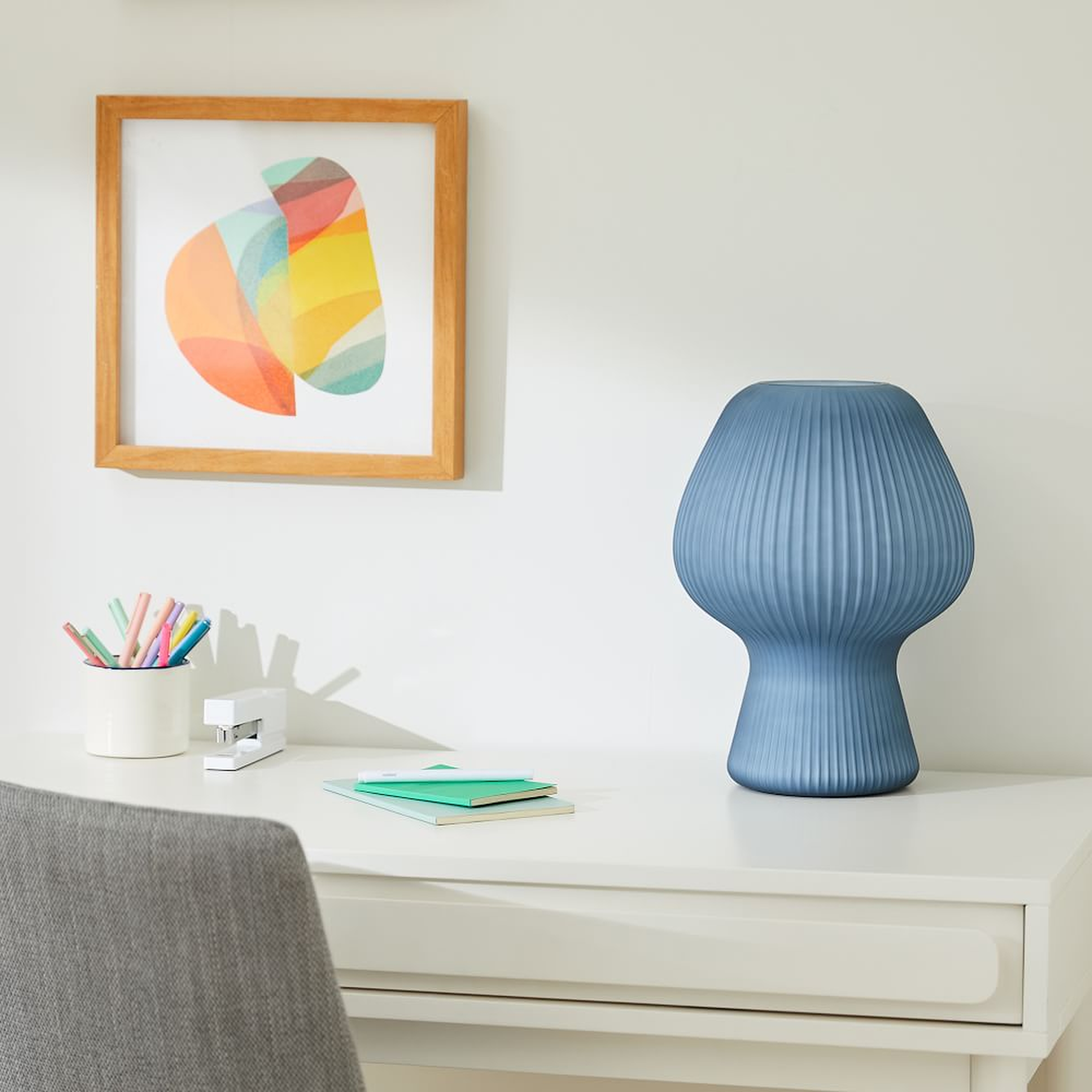 Ribbed Glass Table Lamp, Blue, WE Kids - West Elm