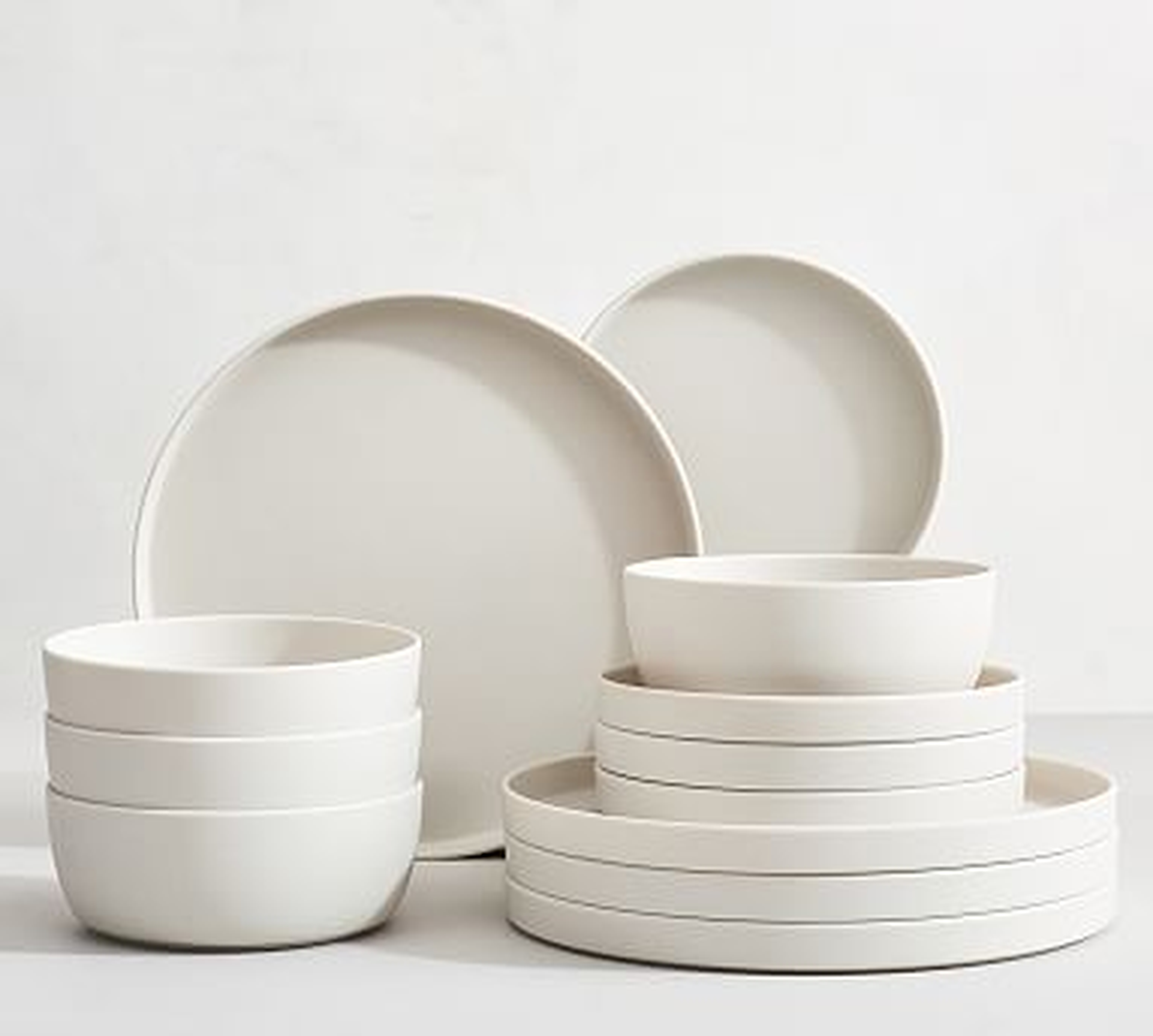 Mason Modern Melamine 12-Piece Dinnerware Set - Ivory - Pottery Barn