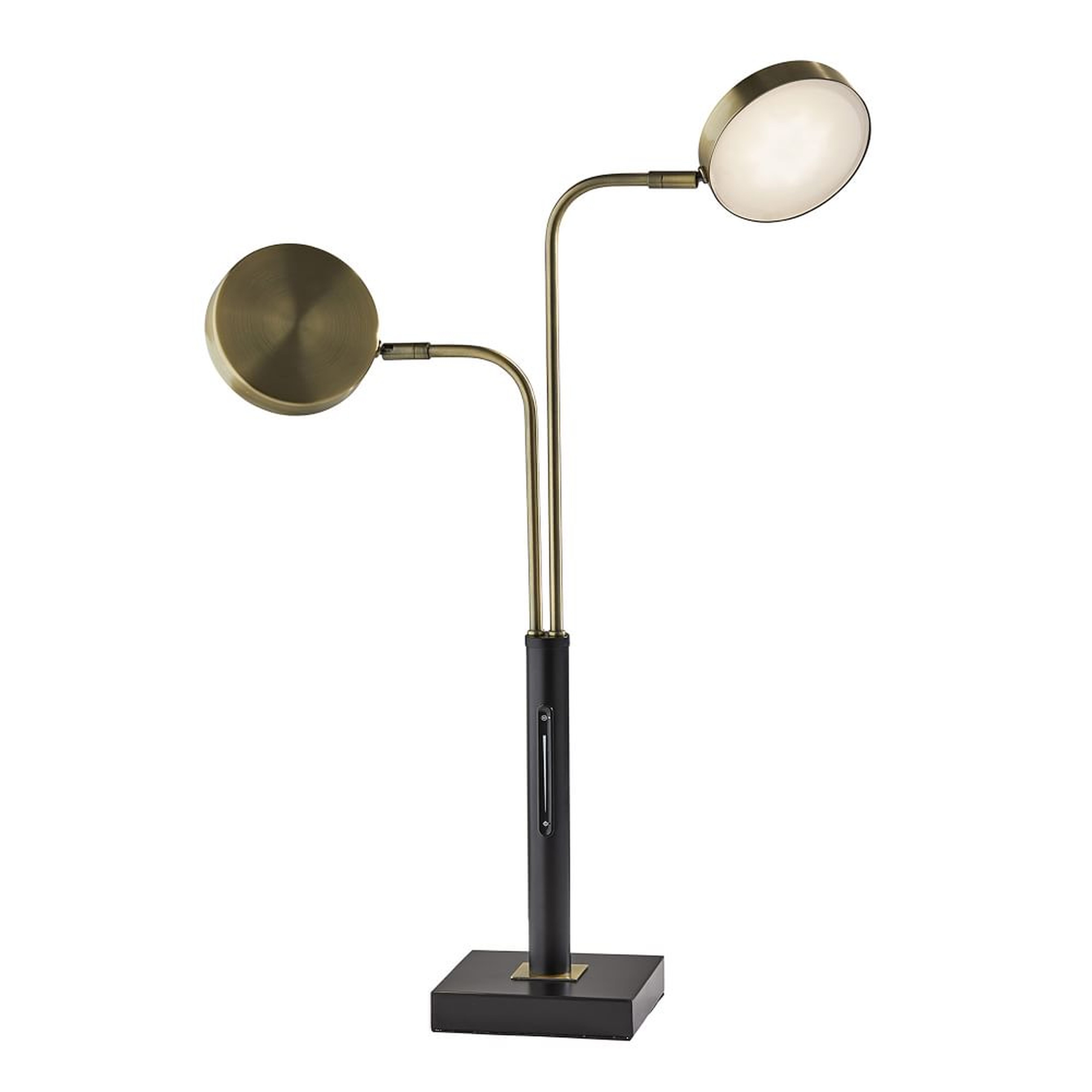 2 Light Led Task Lamp, Metal/Brass/Black - West Elm
